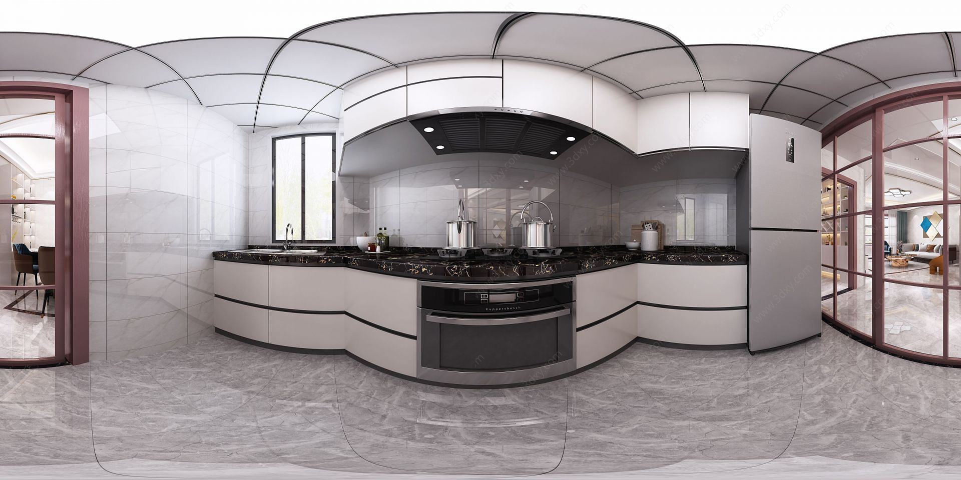 客餐厨房厅全景3D模型