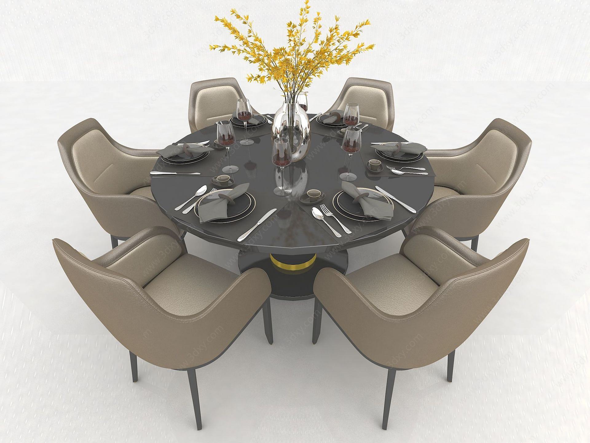欧式风格餐桌椅3D模型