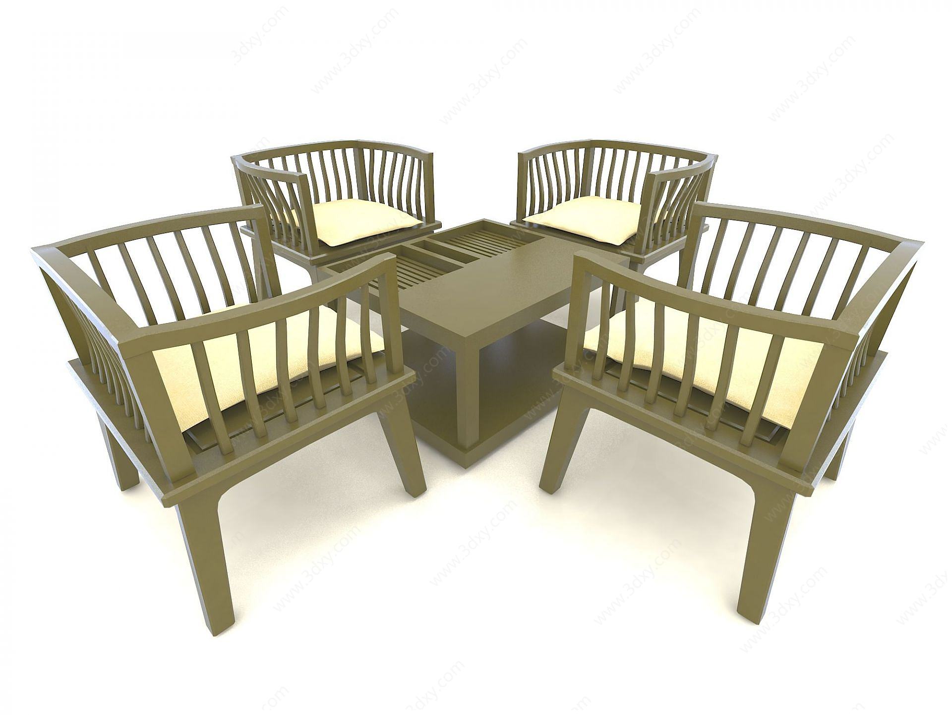 中式风格休闲沙发3D模型