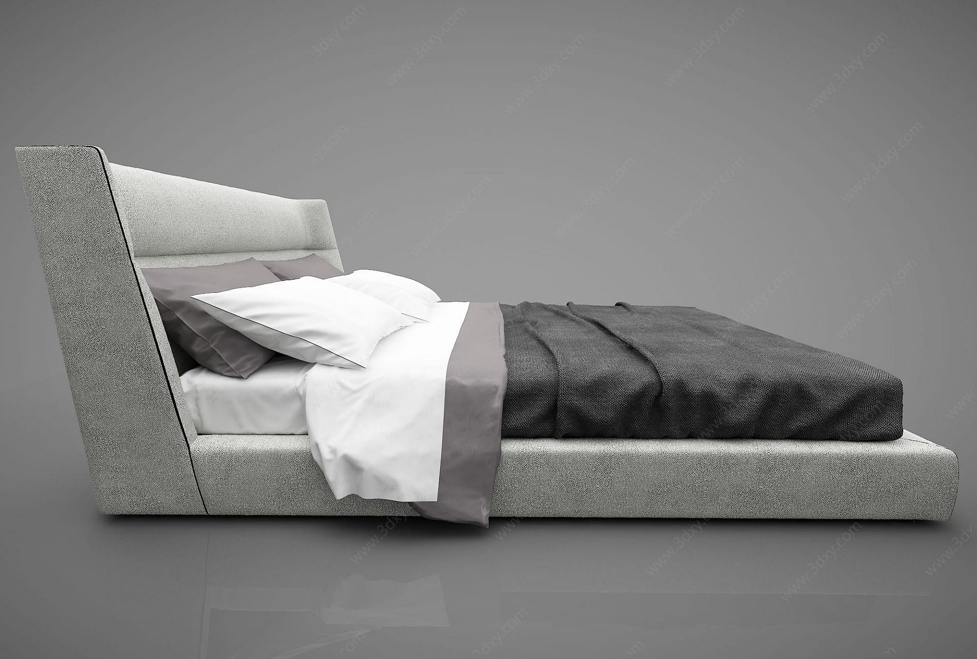 现代风格双人床3D模型