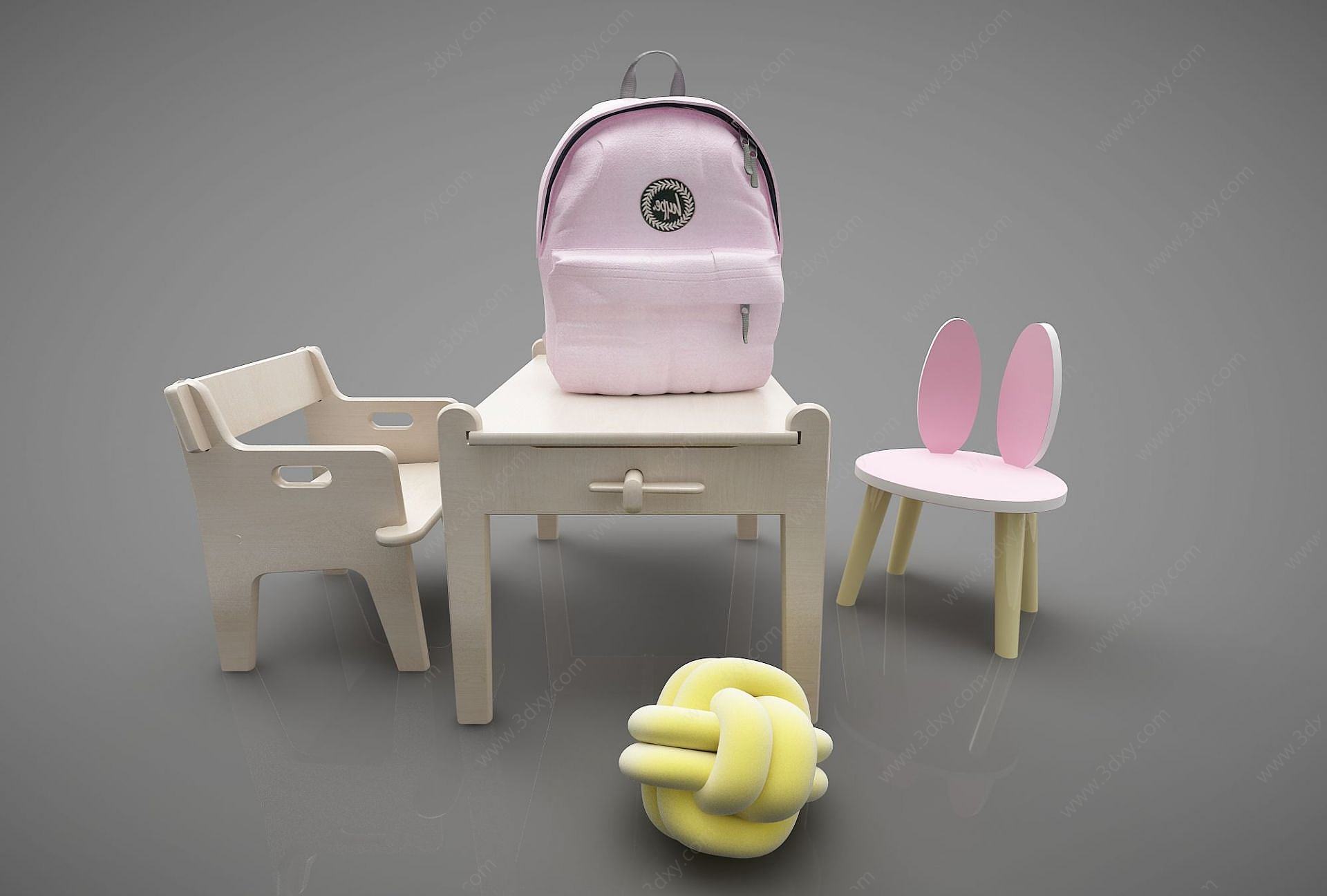 幼儿园课桌3D模型