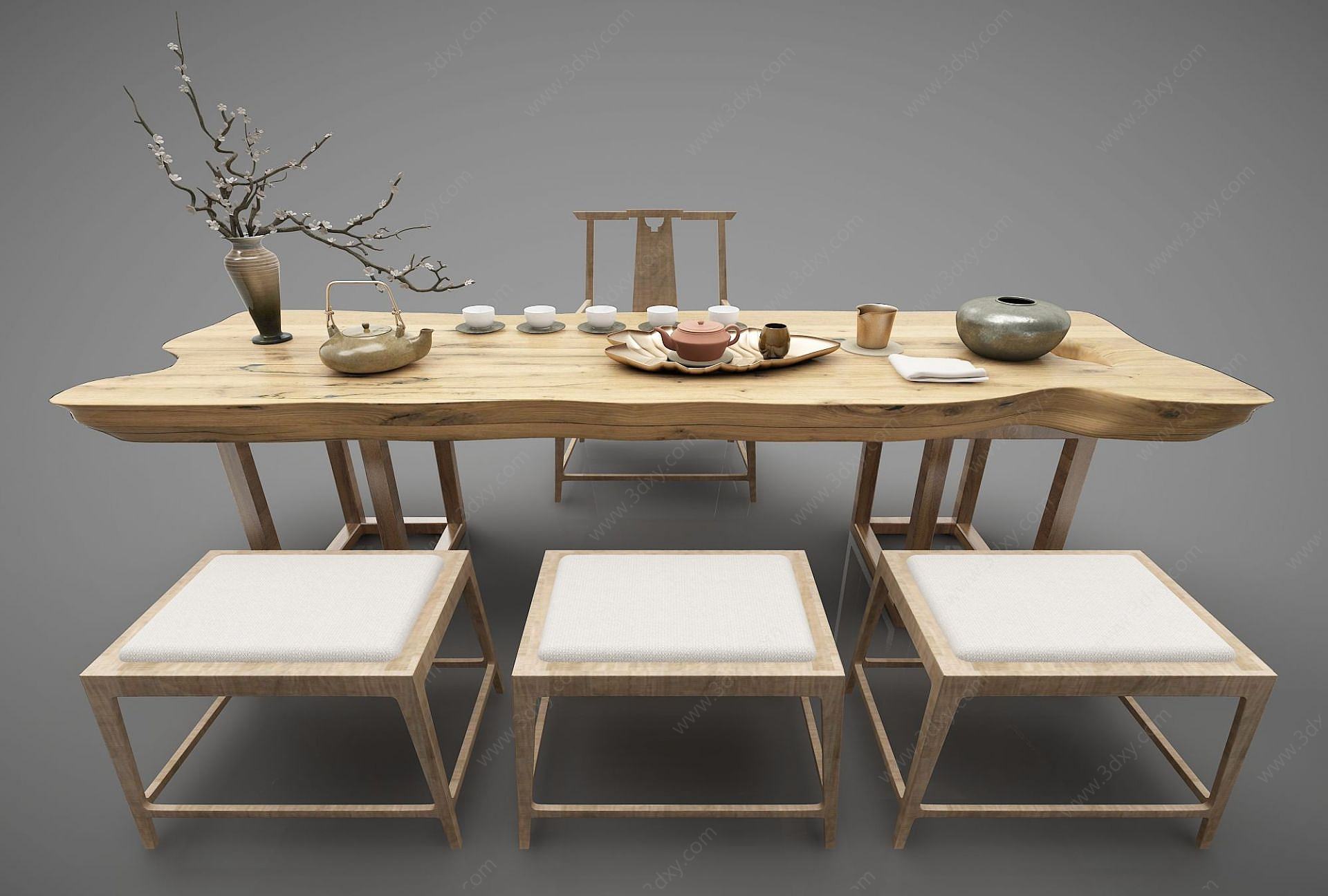 中式茶台3D模型