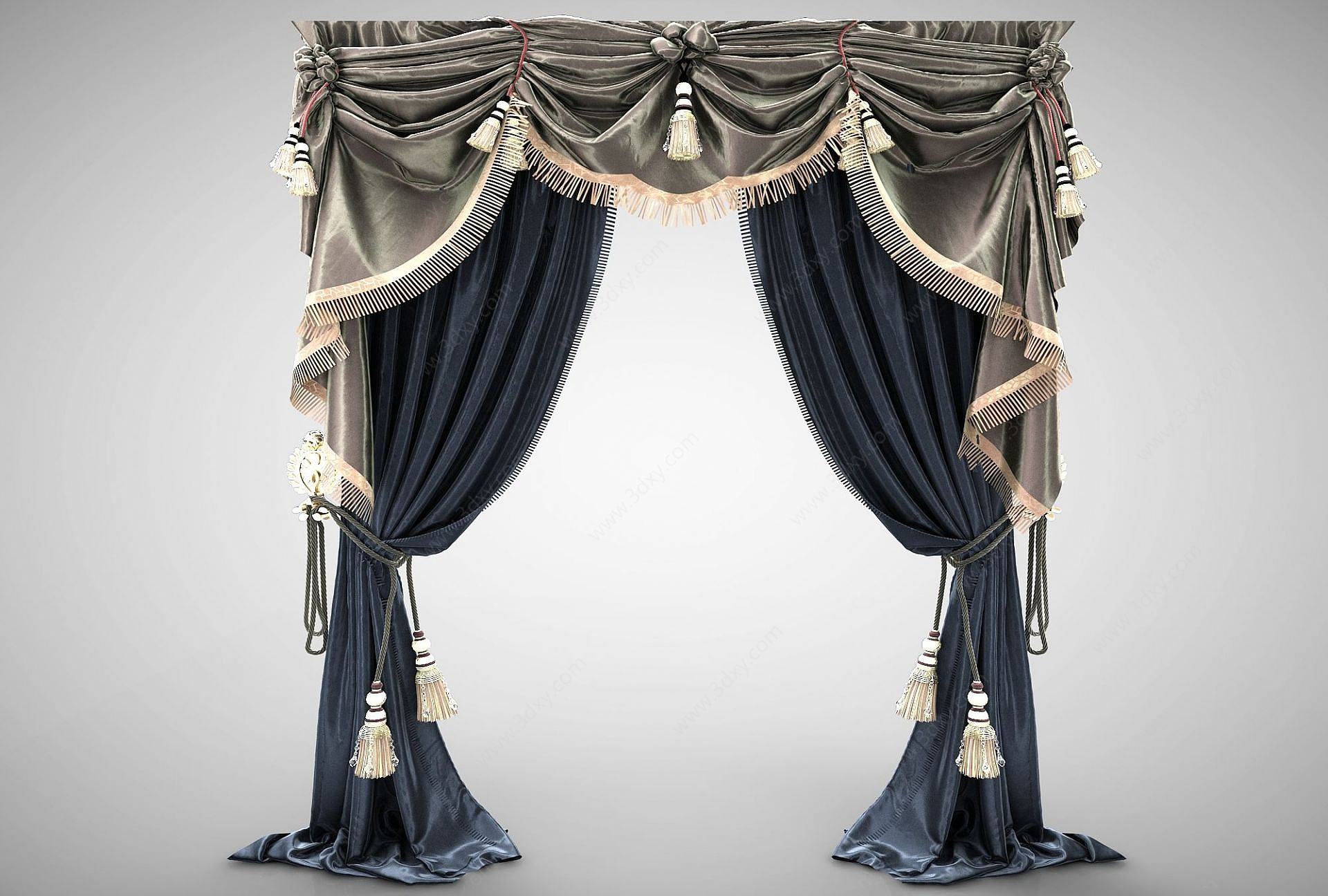 欧式法式窗帘罗马帘3D模型