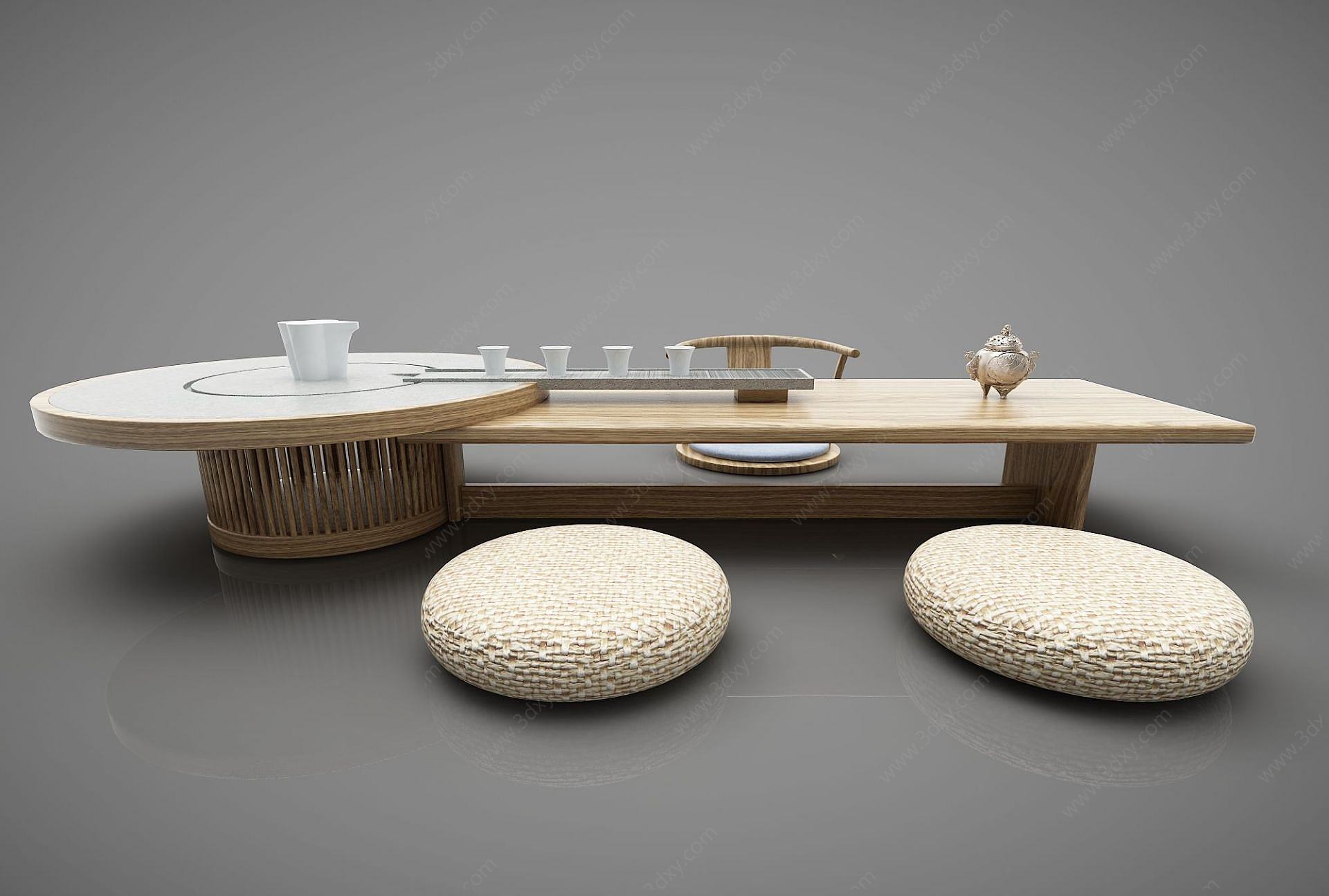 中式茶桌椅3D模型