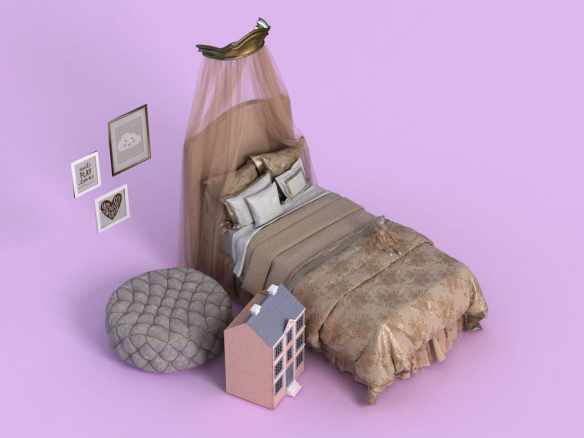 儿童房家具床3D模型
