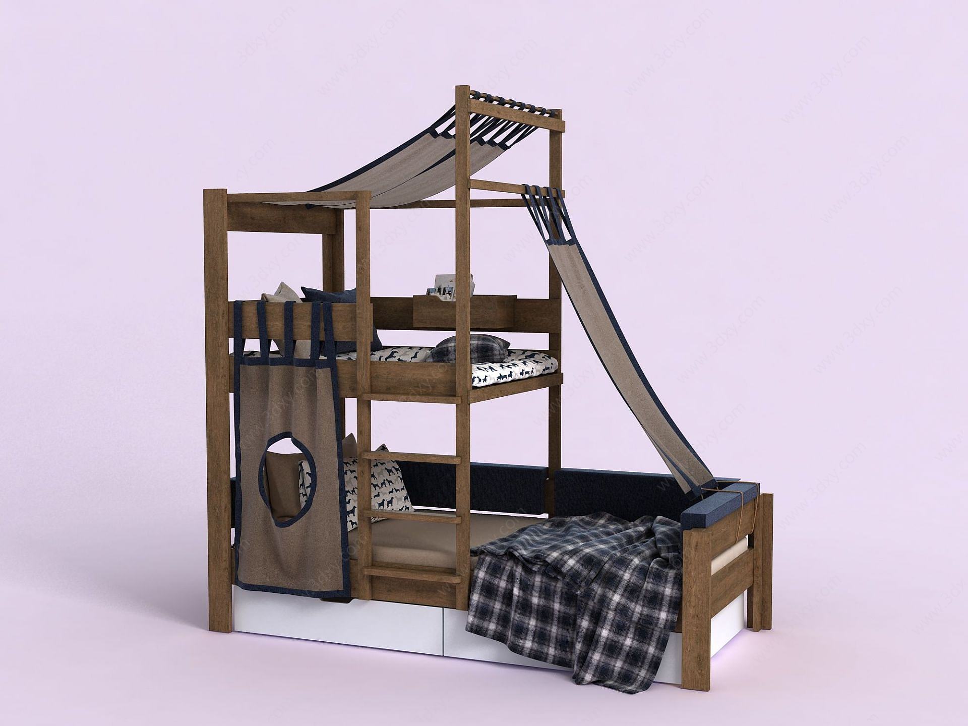 儿童房家具上下床3D模型