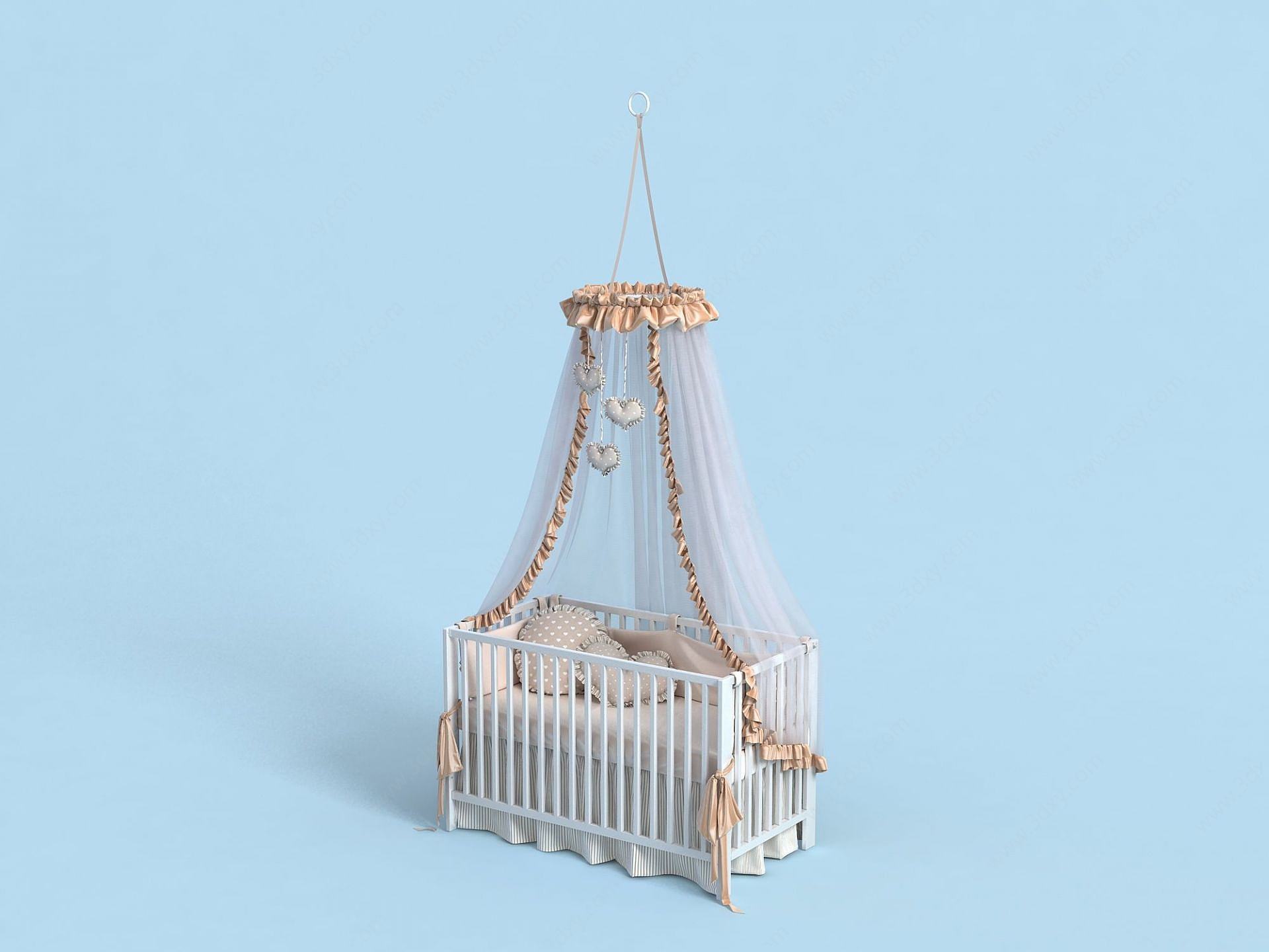 儿童房家具婴儿床3D模型