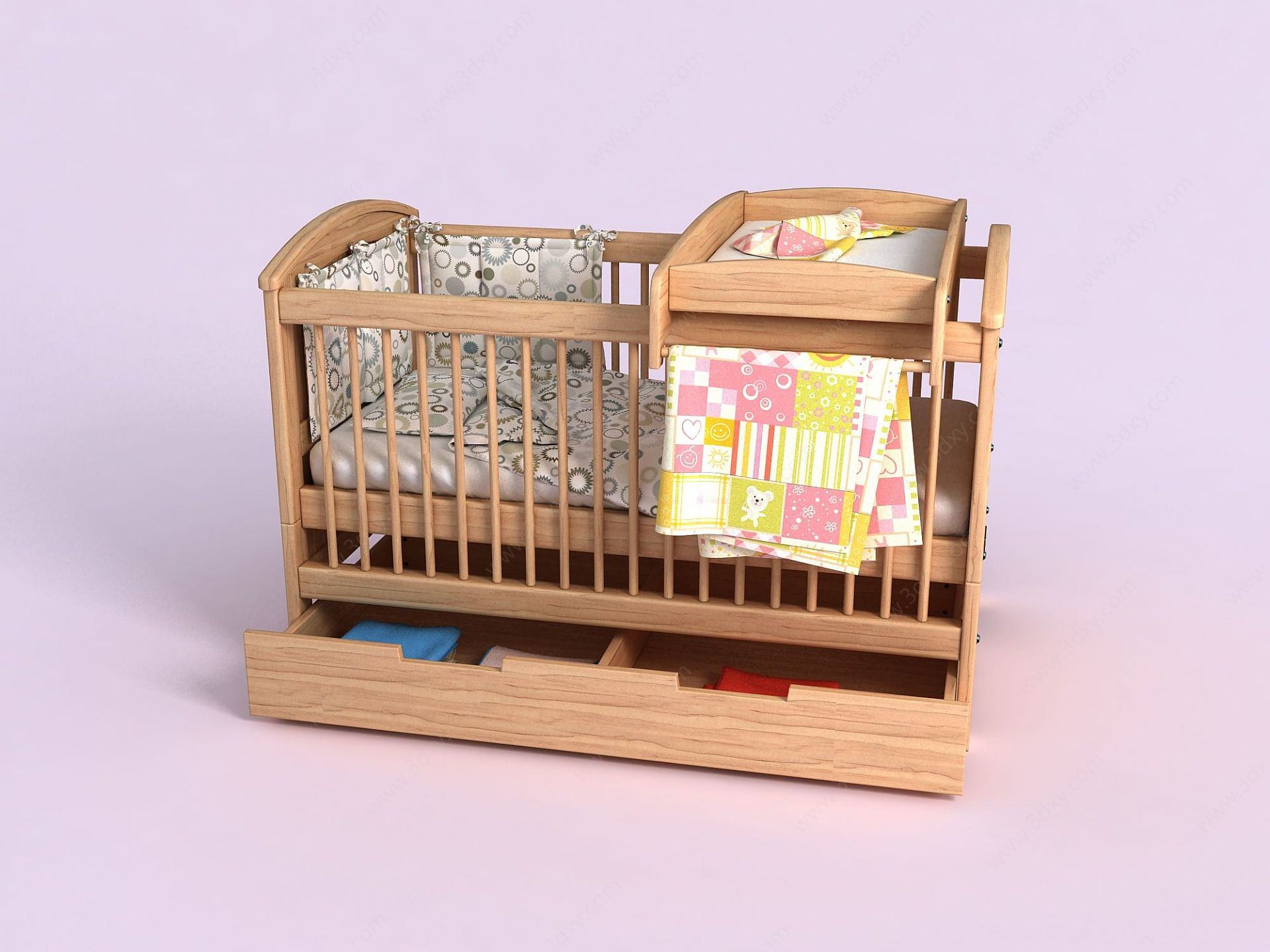 儿童房家具婴儿床3D模型
