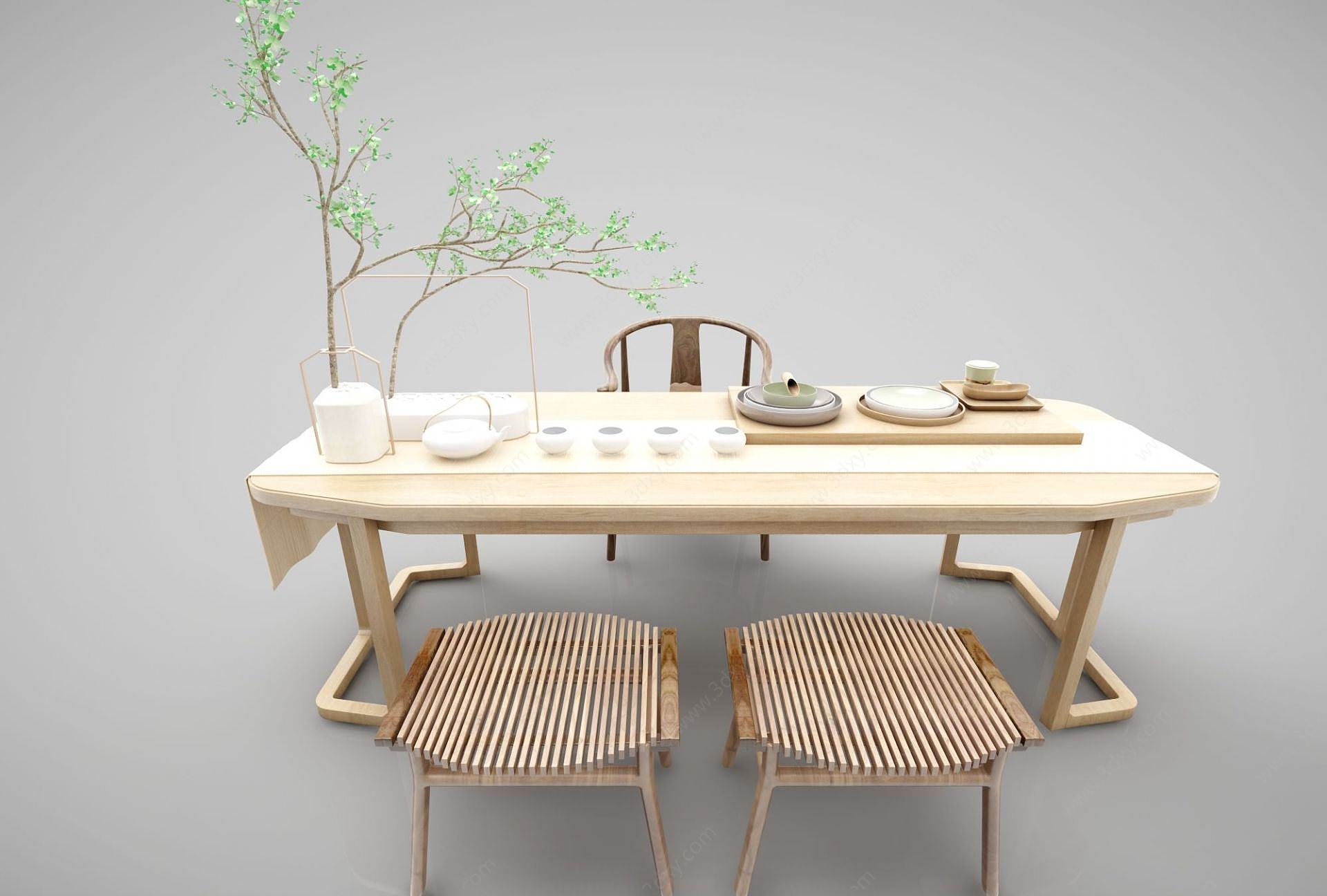 新中式茶桌3D模型
