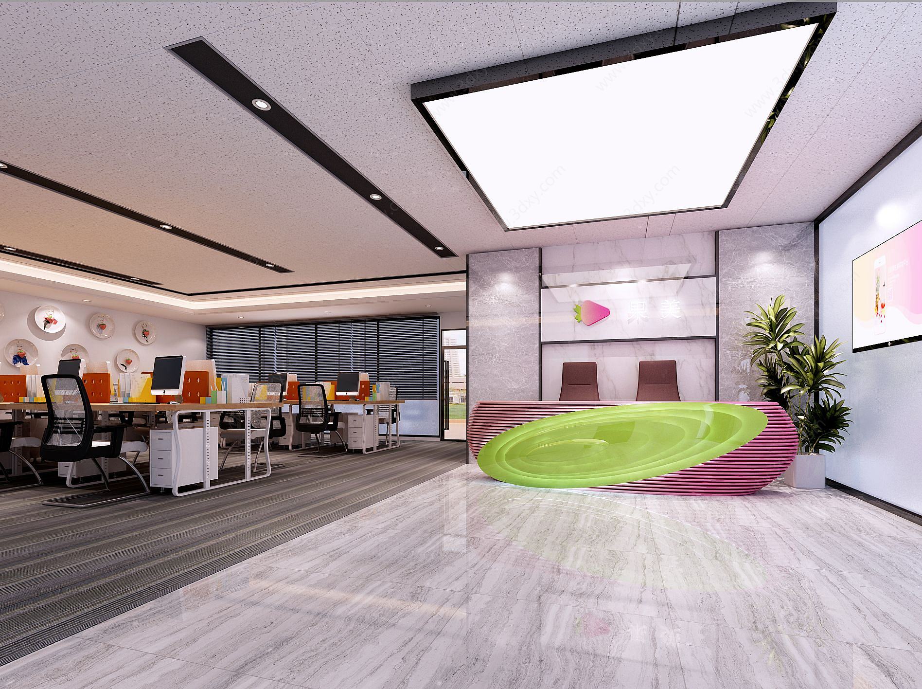 现代办公大厅3D模型