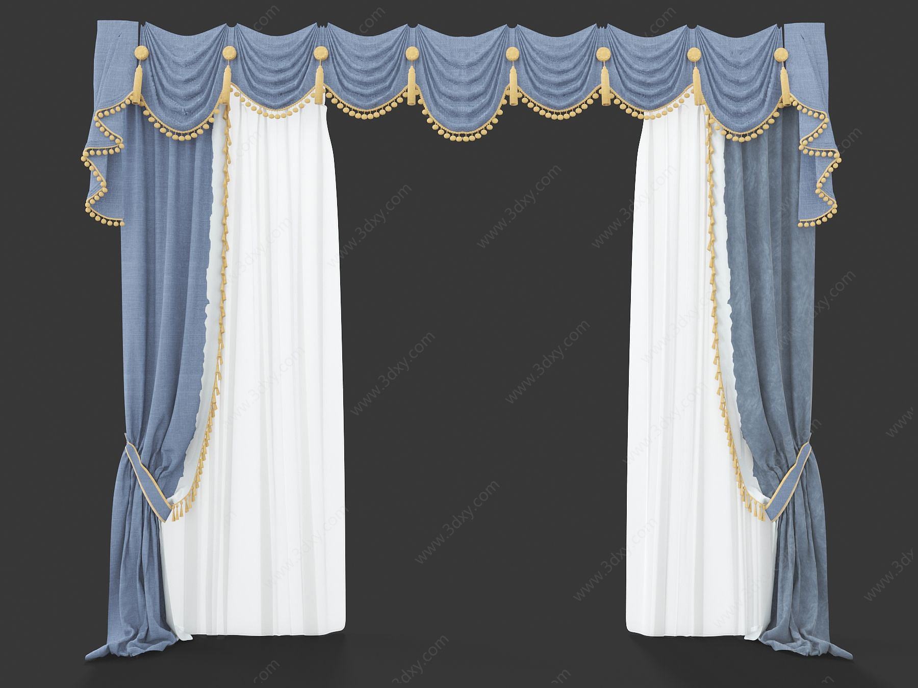 欧式装饰窗帘3D模型