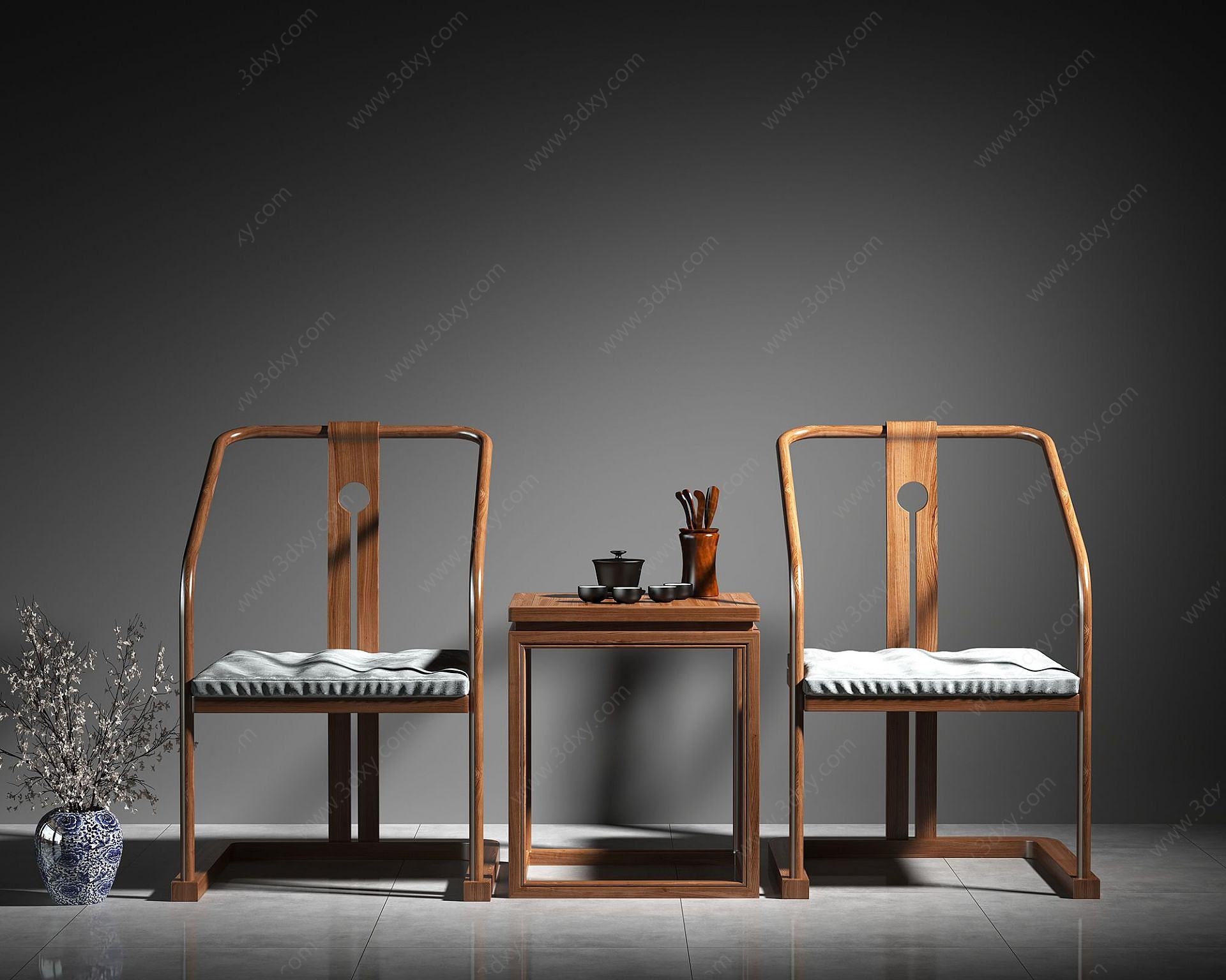 新中式茶椅3D模型