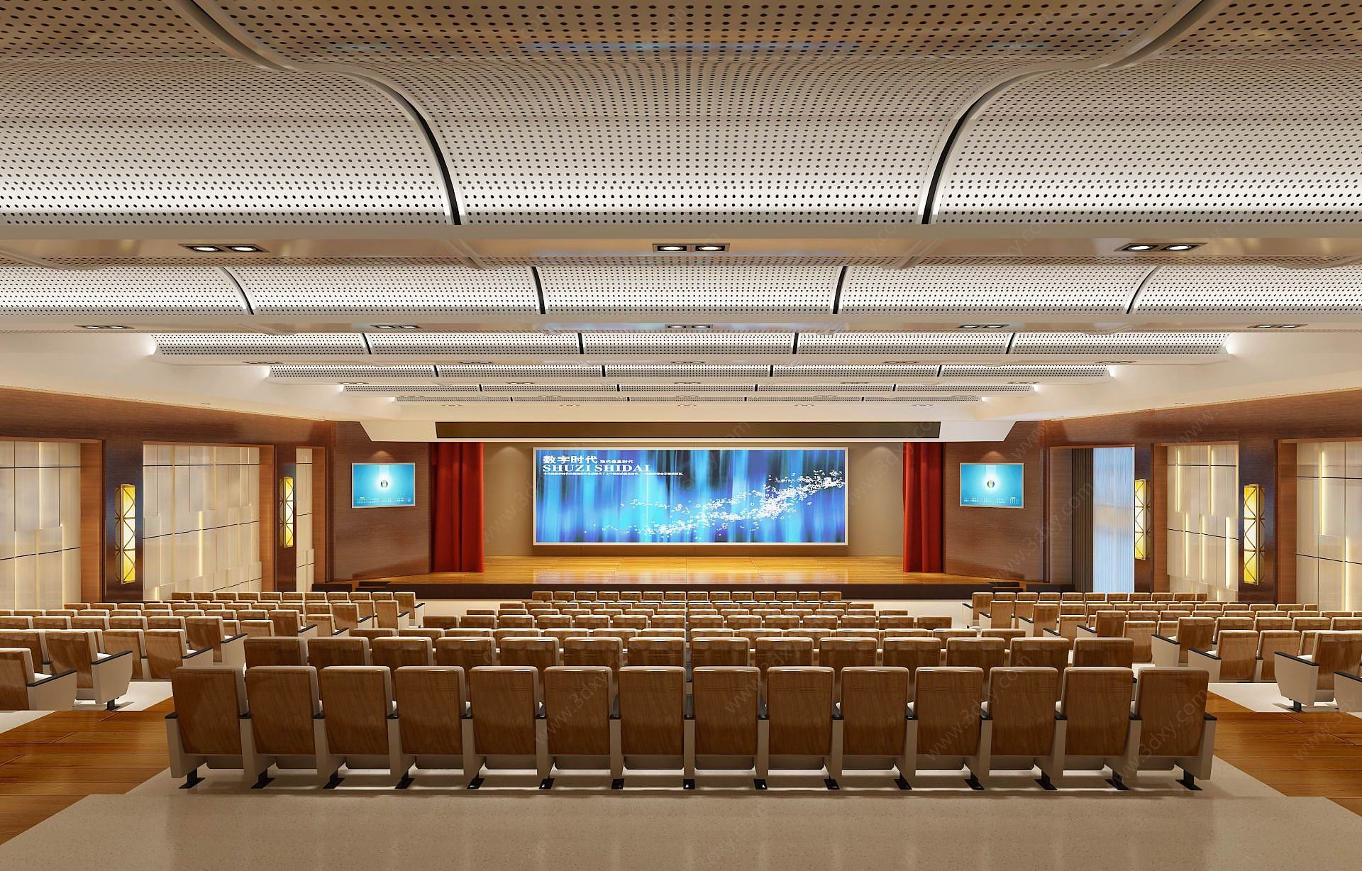 现代多功能厅大会议室3D模型