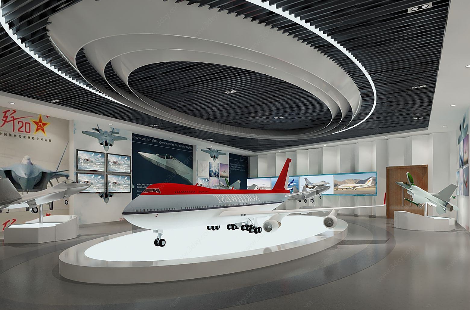 现代科教飞机展厅3D模型