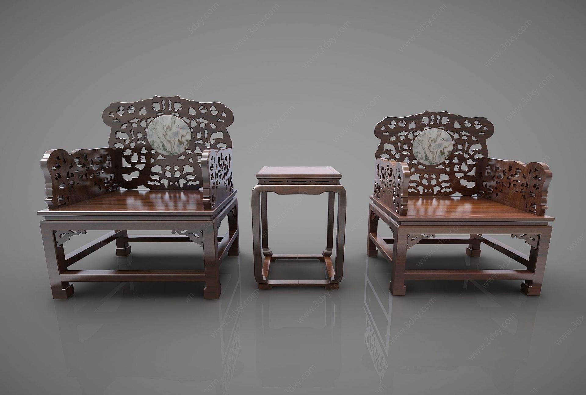 中式椅子3D模型