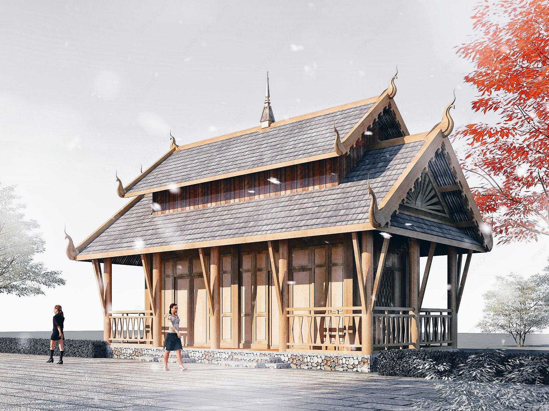 东南亚风格建筑3D模型