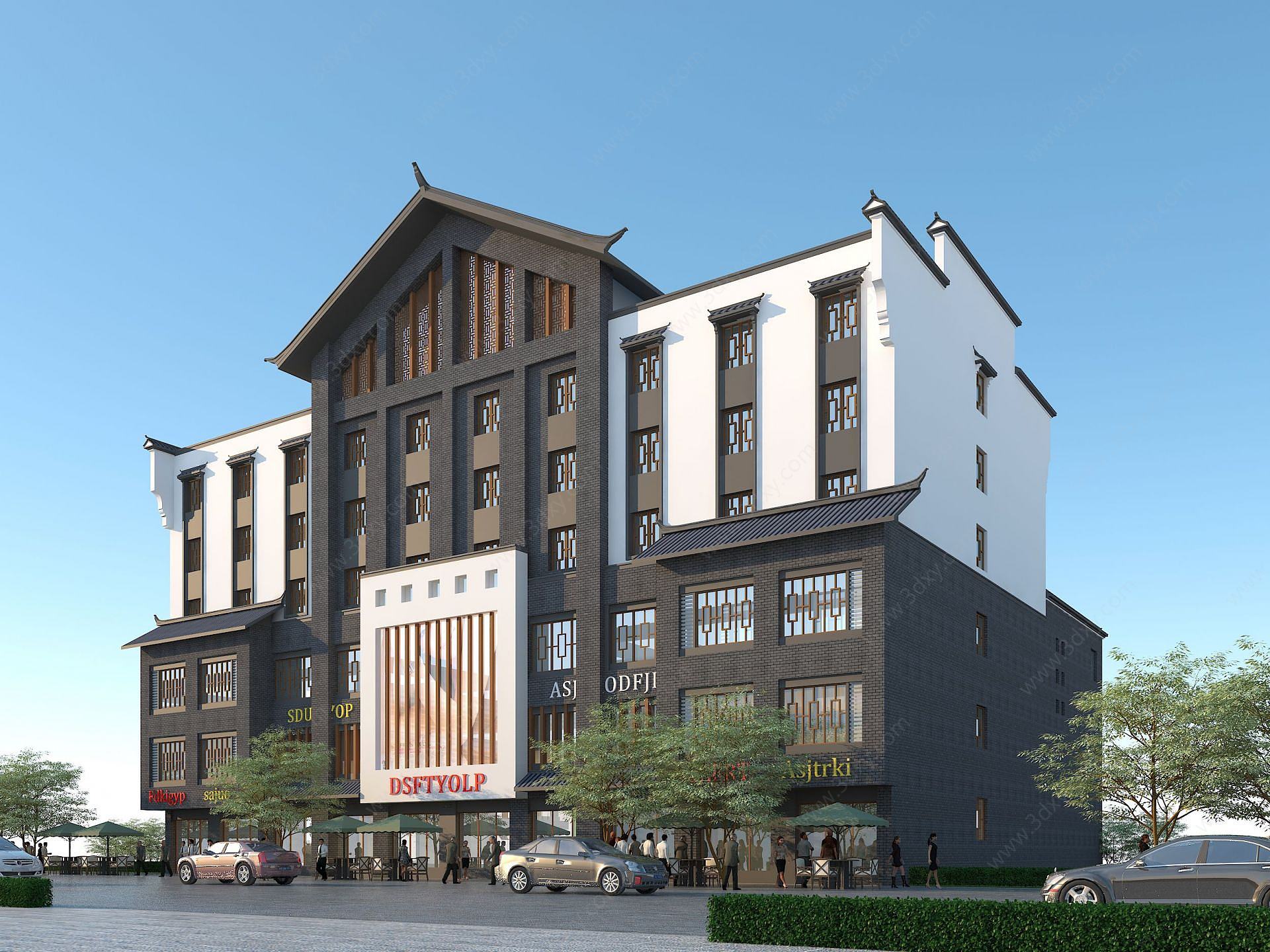 新中式商业酒店3D模型
