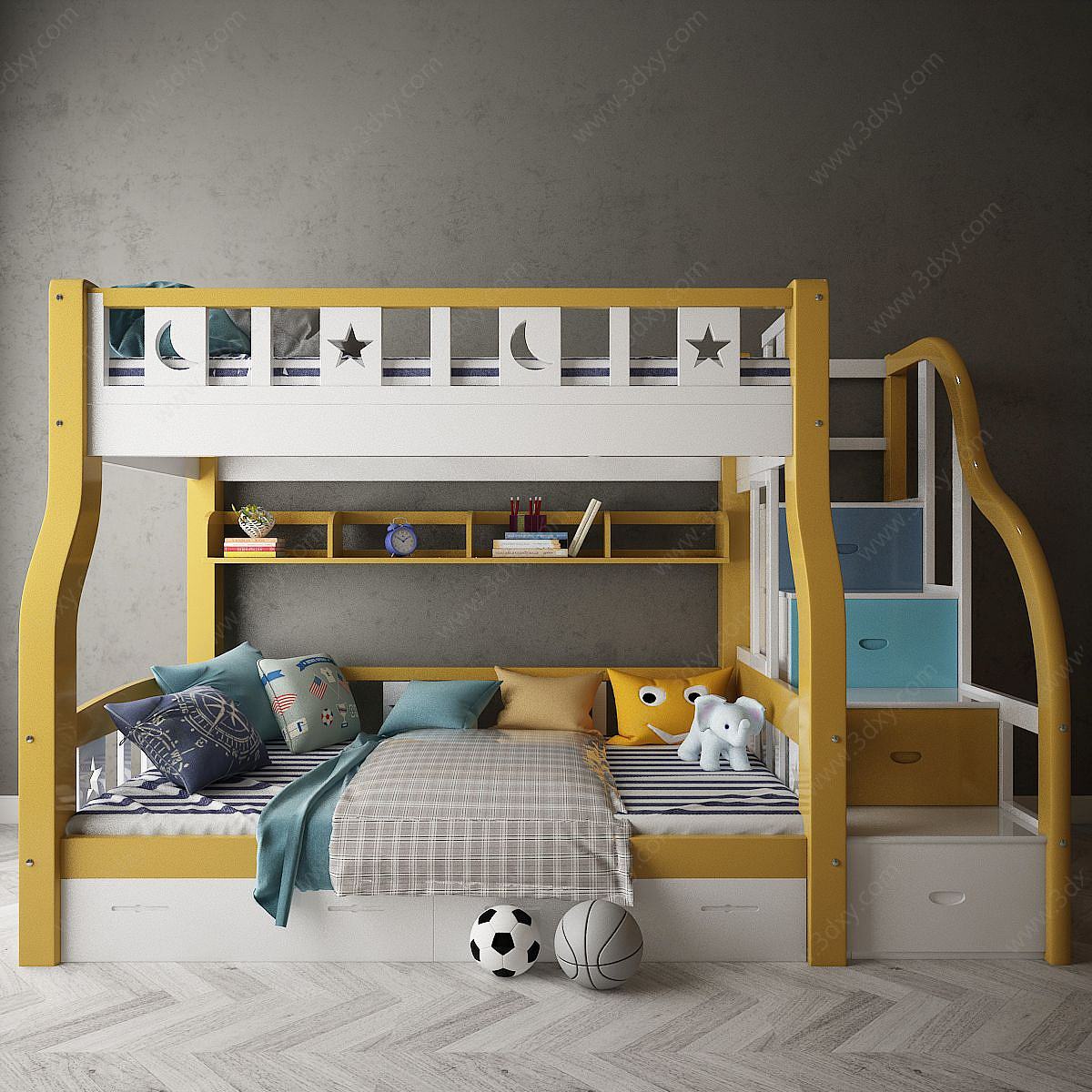 儿童房家具上下床3D模型