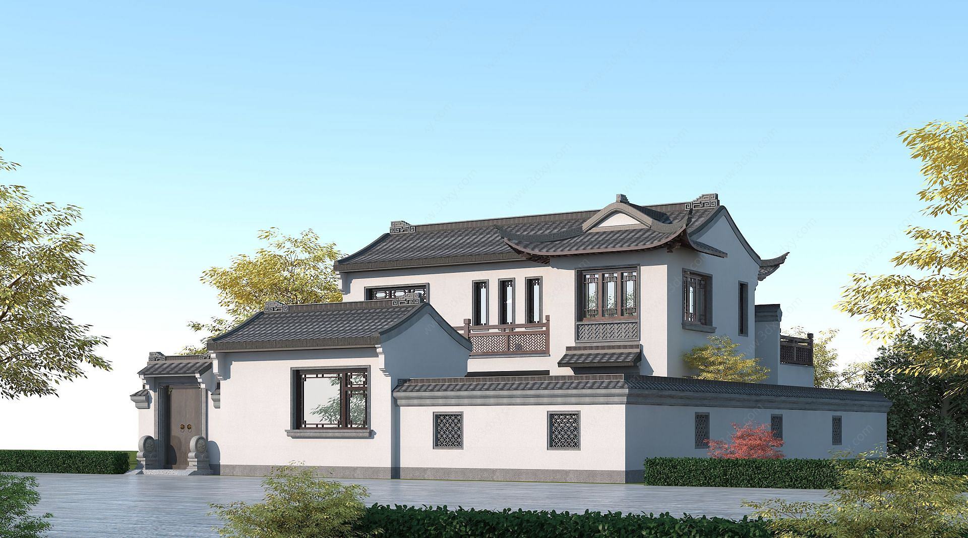 中式别墅独栋3D模型