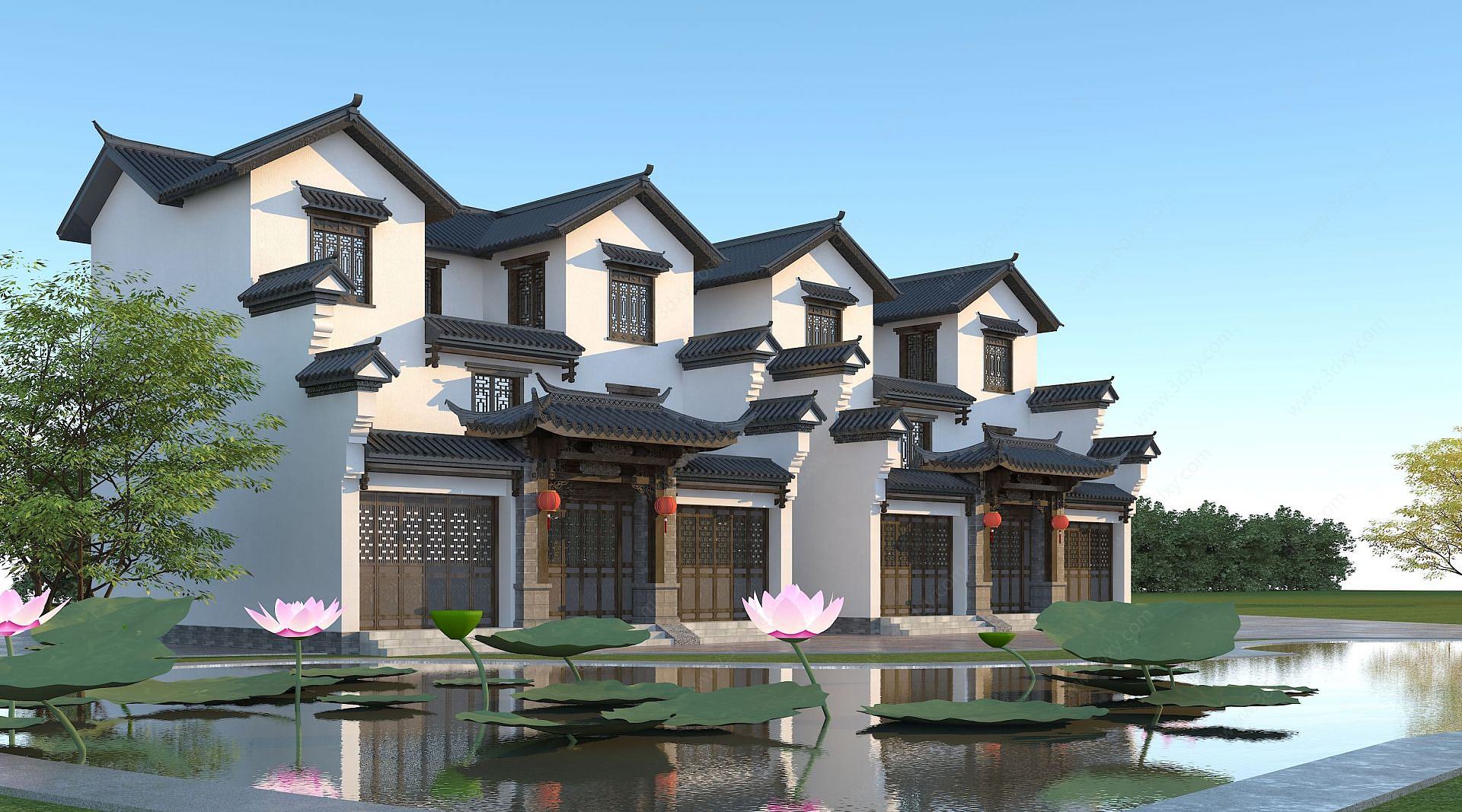 中式别墅3D模型