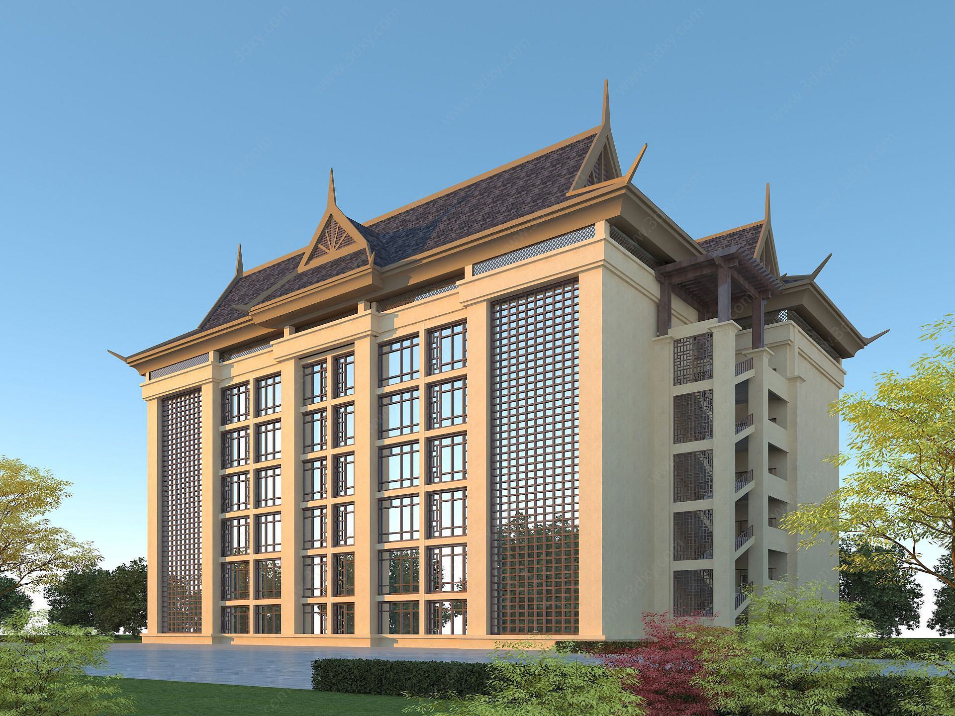 东南亚酒店3D模型