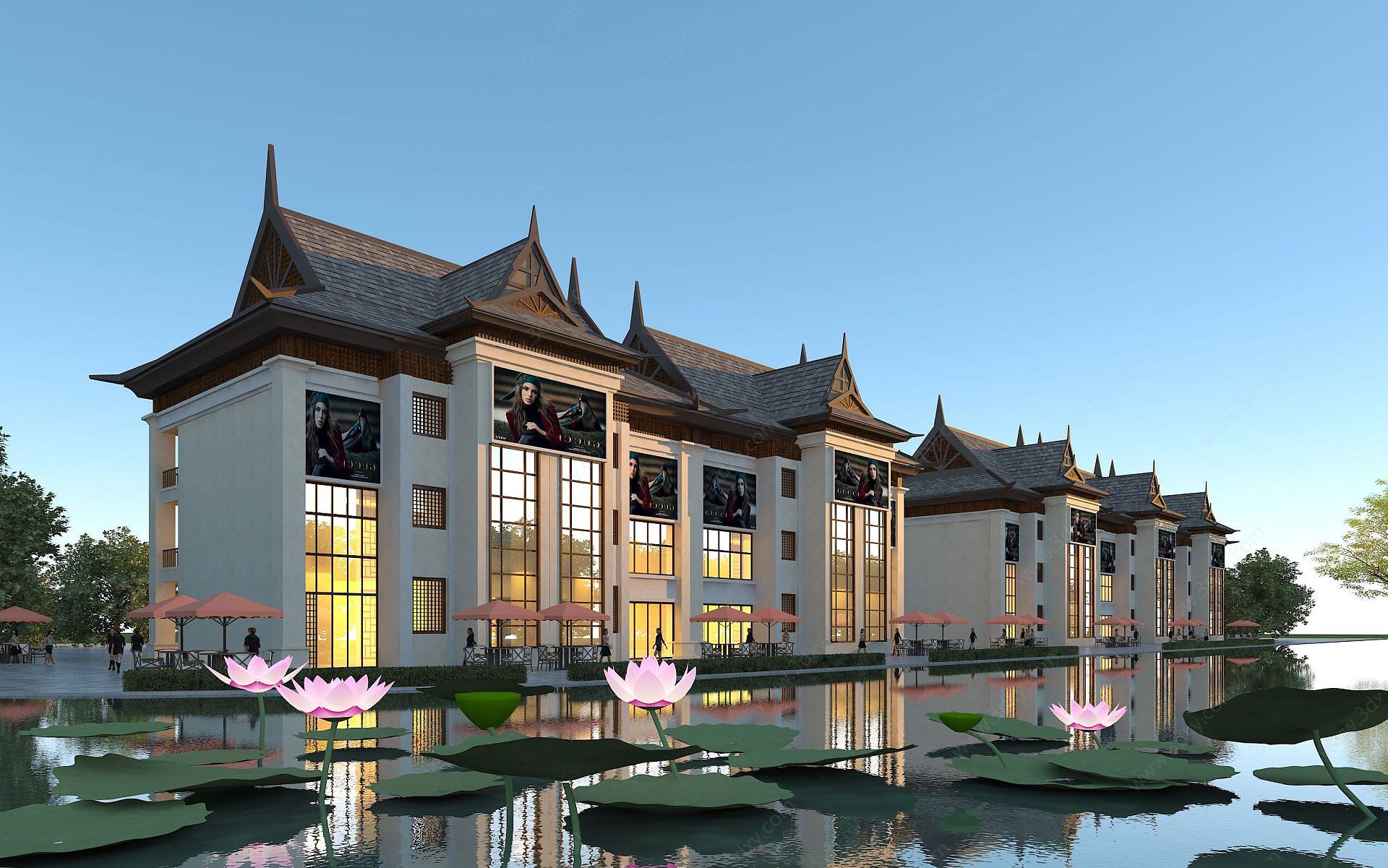 东南亚风格商业街3D模型