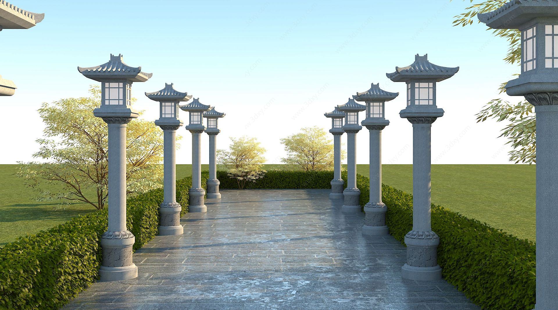 中式石灯3D模型