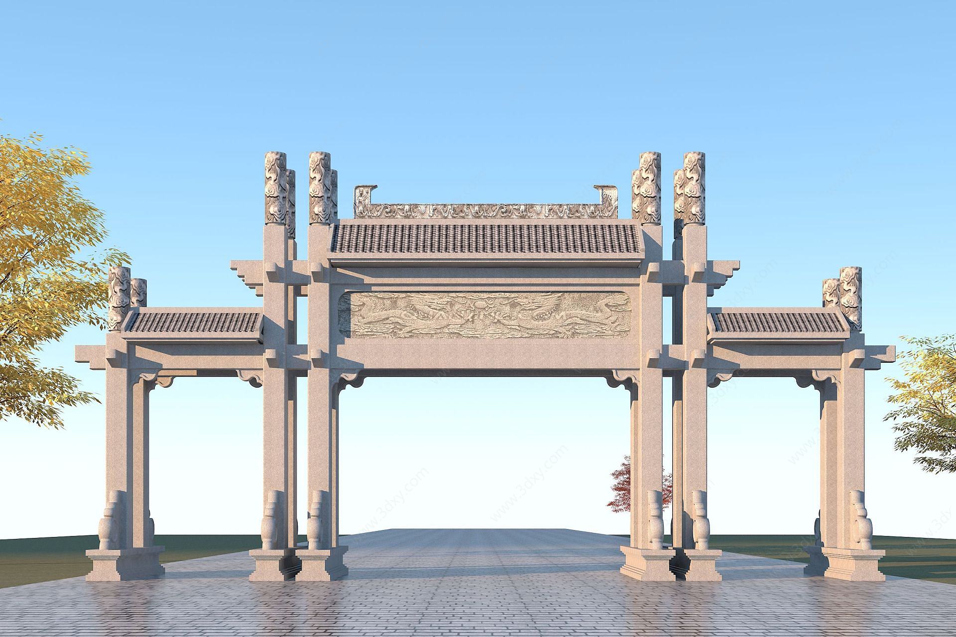 中式园林景观建筑3D模型