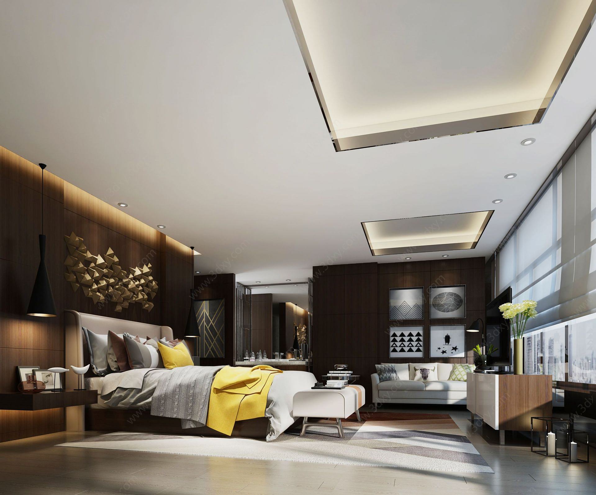 现代风格宾馆套房3D模型