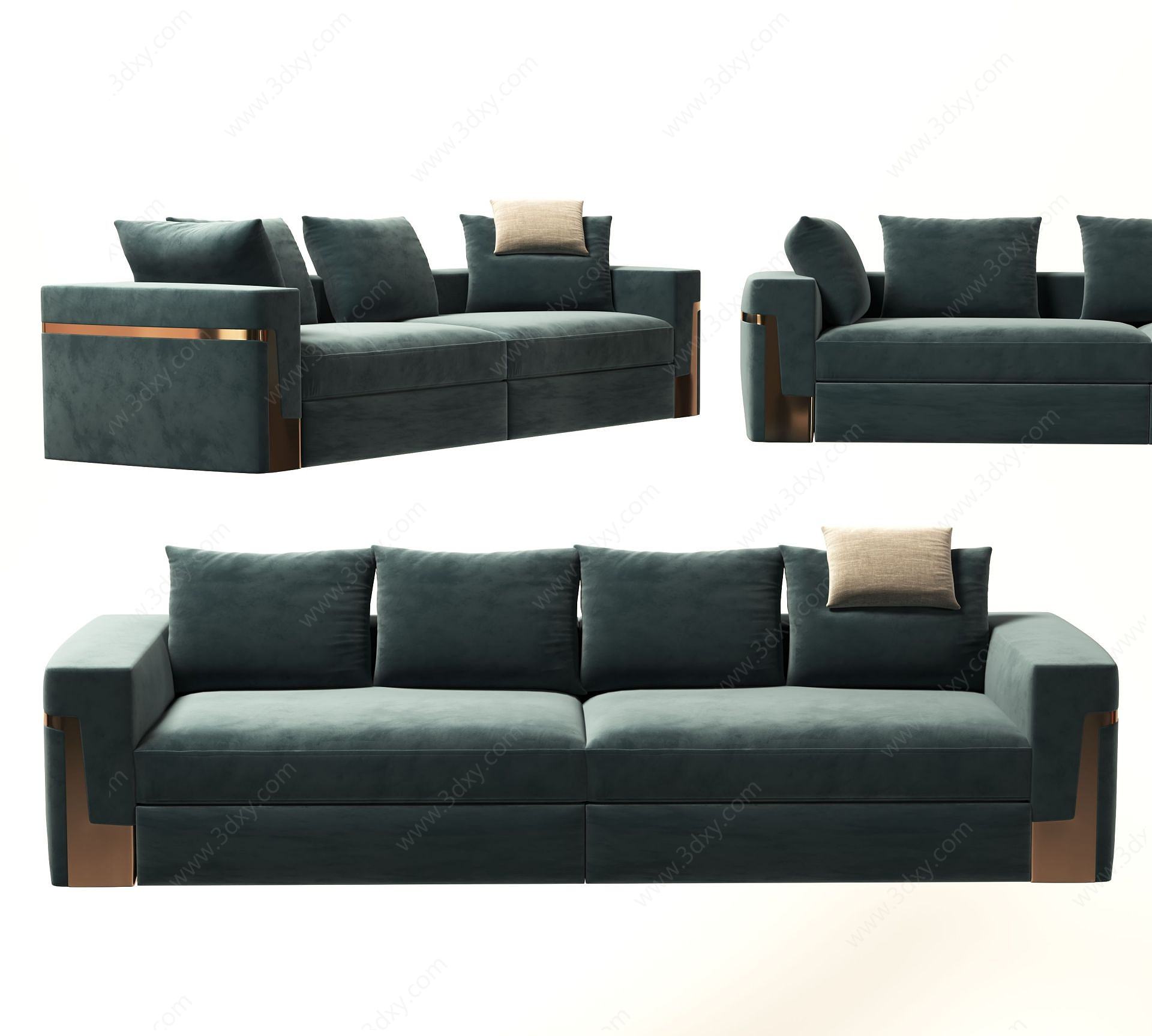 现代轻奢布艺沙发3D模型