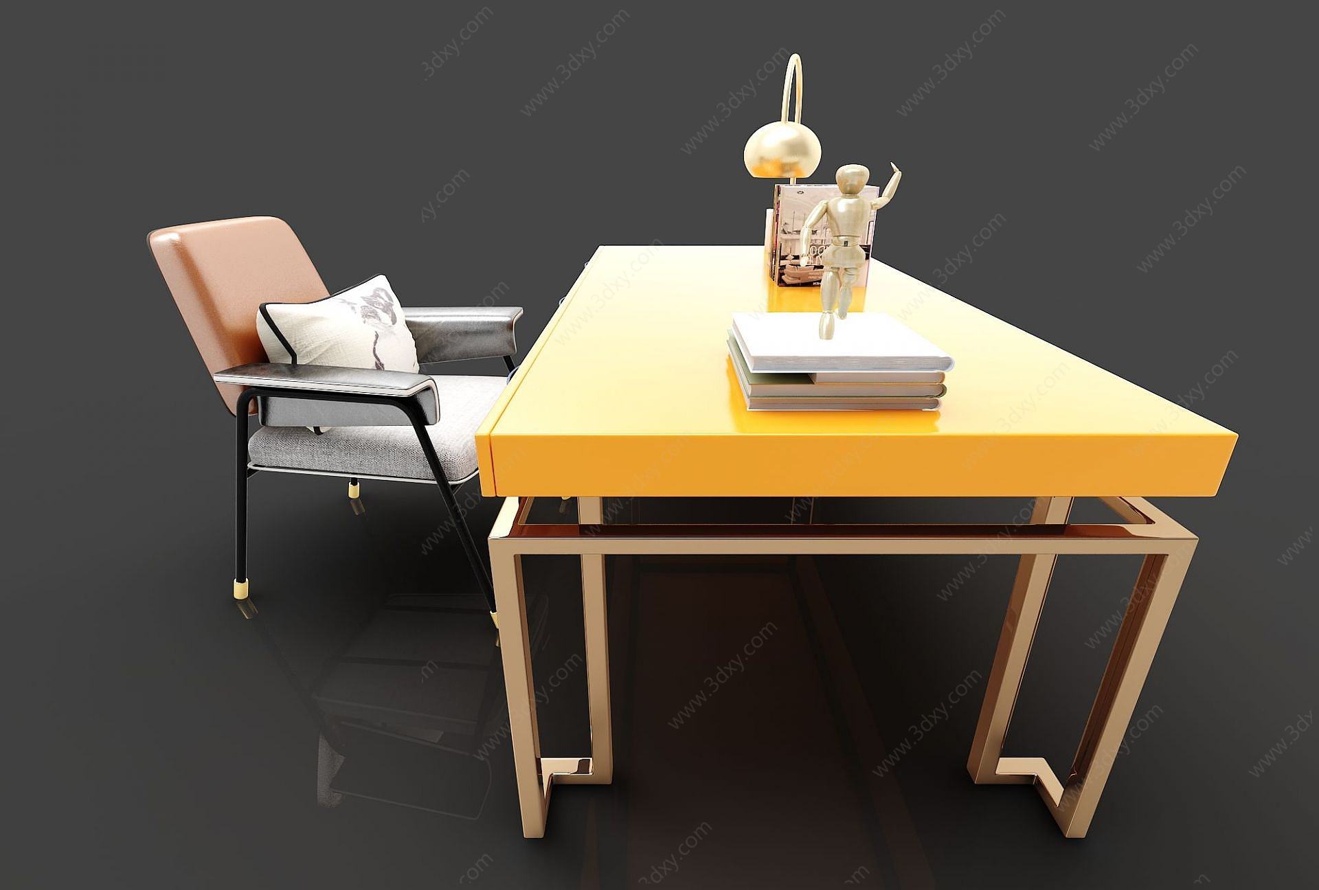 家庭书房办公桌3D模型