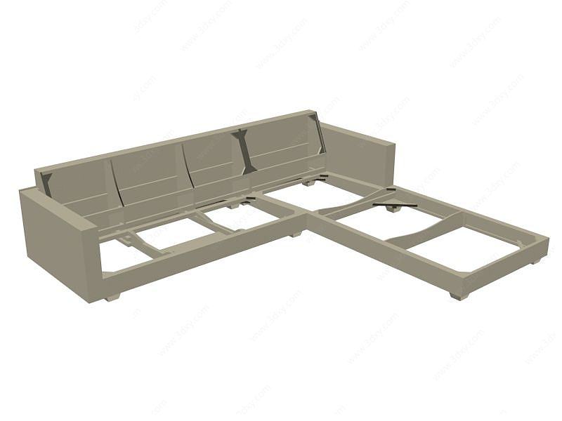 现代沙发木架3D模型