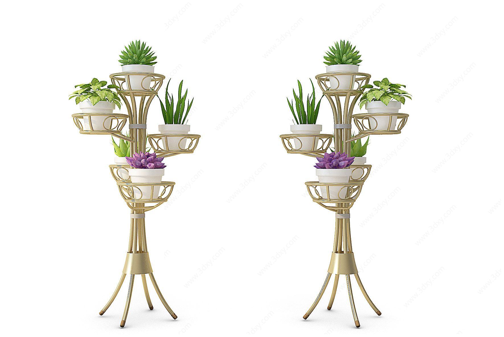 现代装饰植物花架3D模型