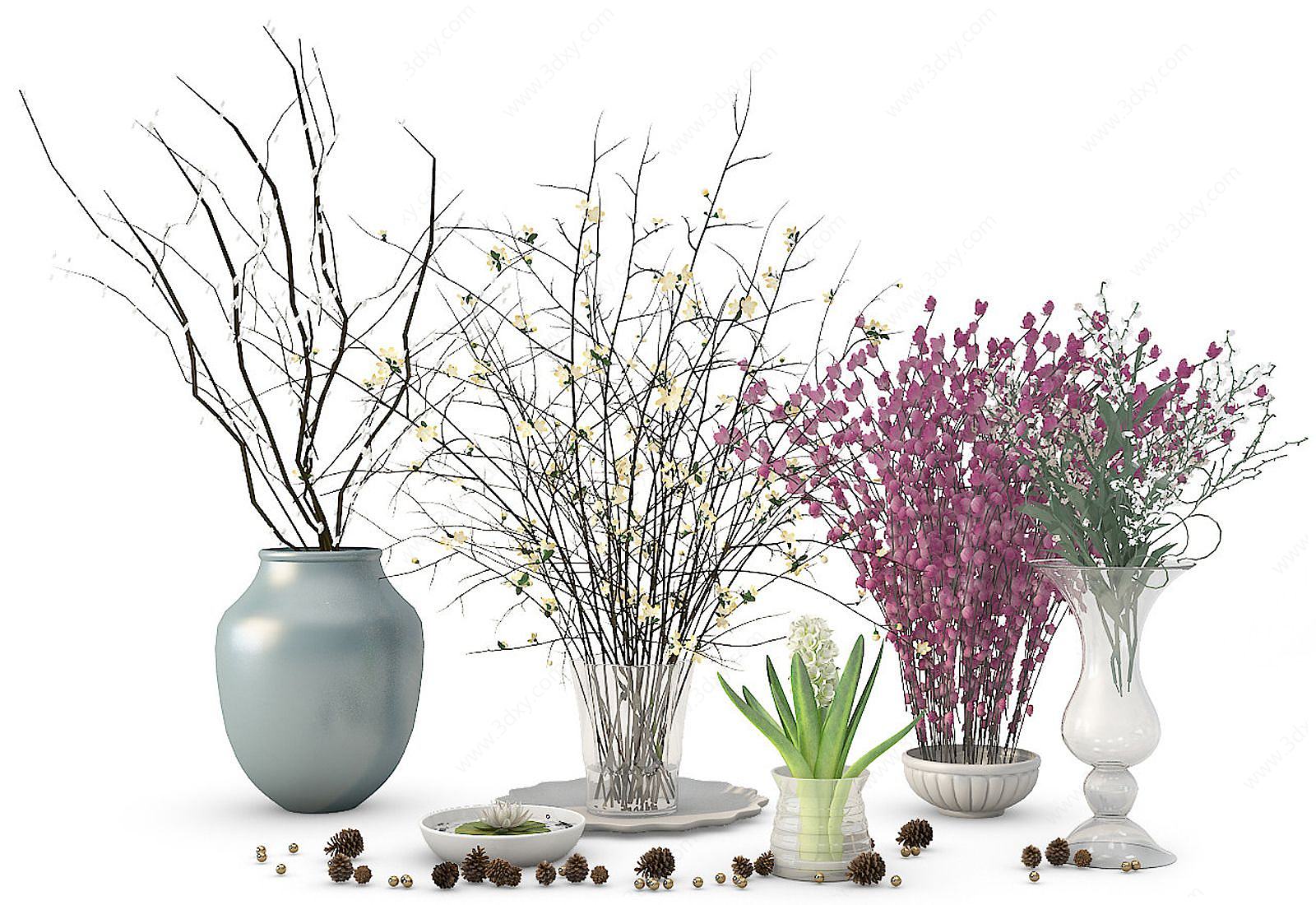 现代装饰植物花瓶3D模型