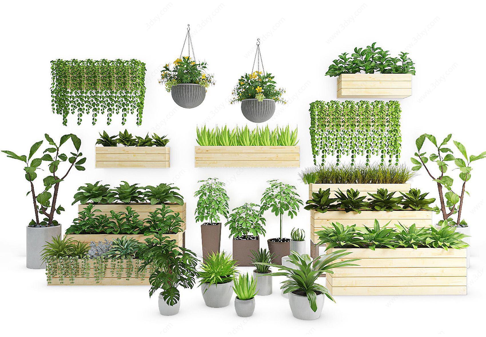 现代装饰植物栏3D模型