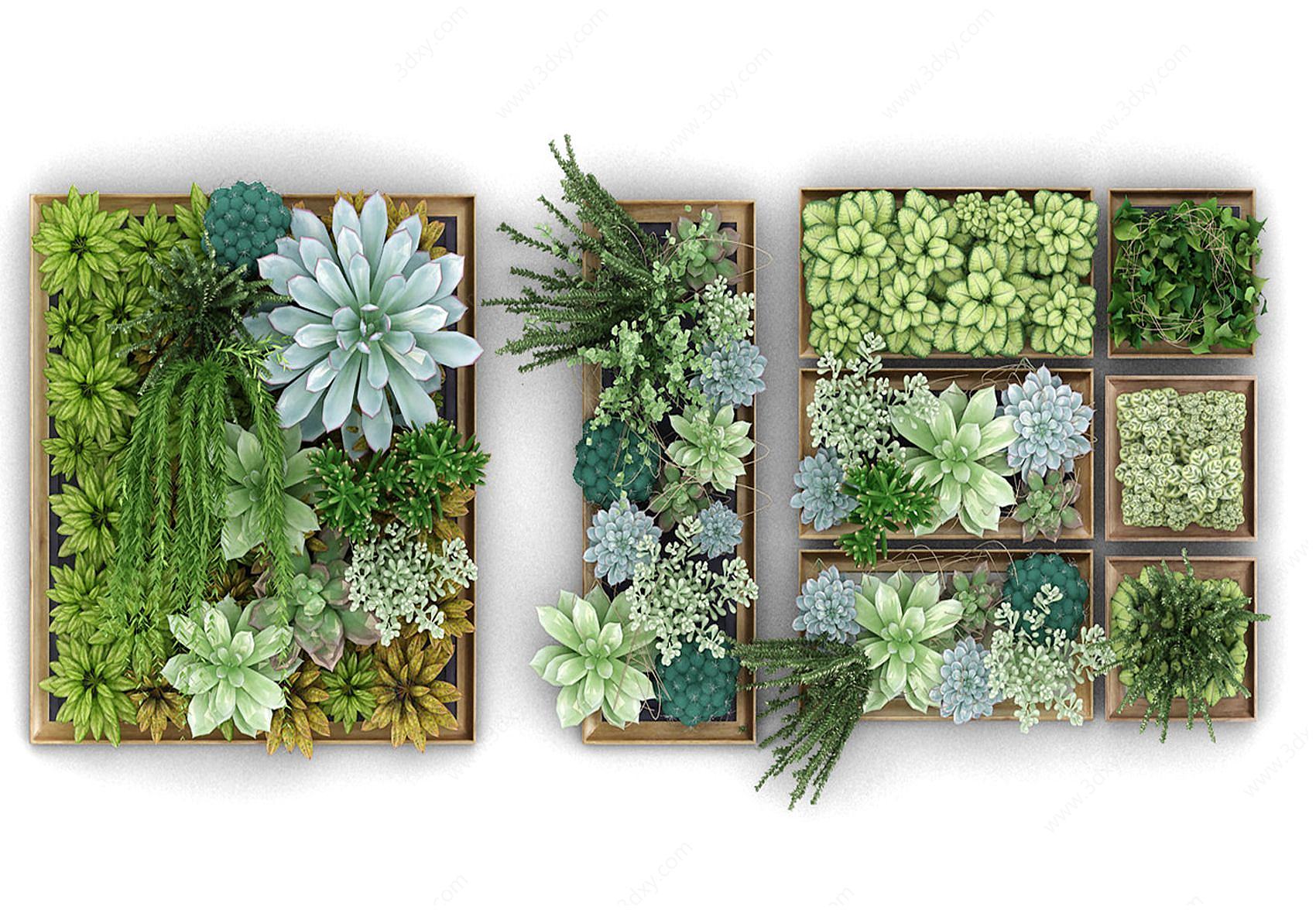 现代装饰植物墙3D模型