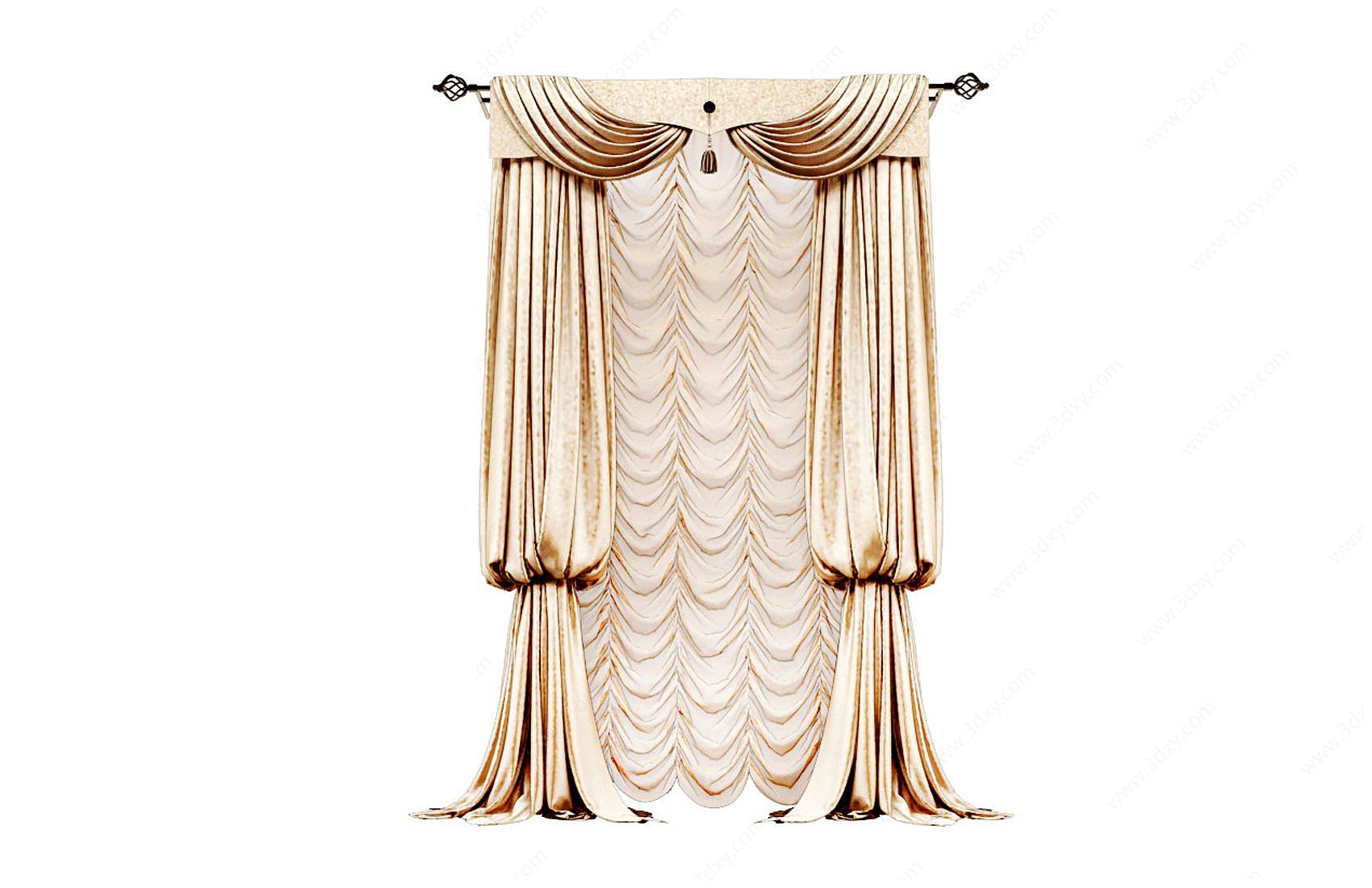 欧式烫金窗帘3D模型