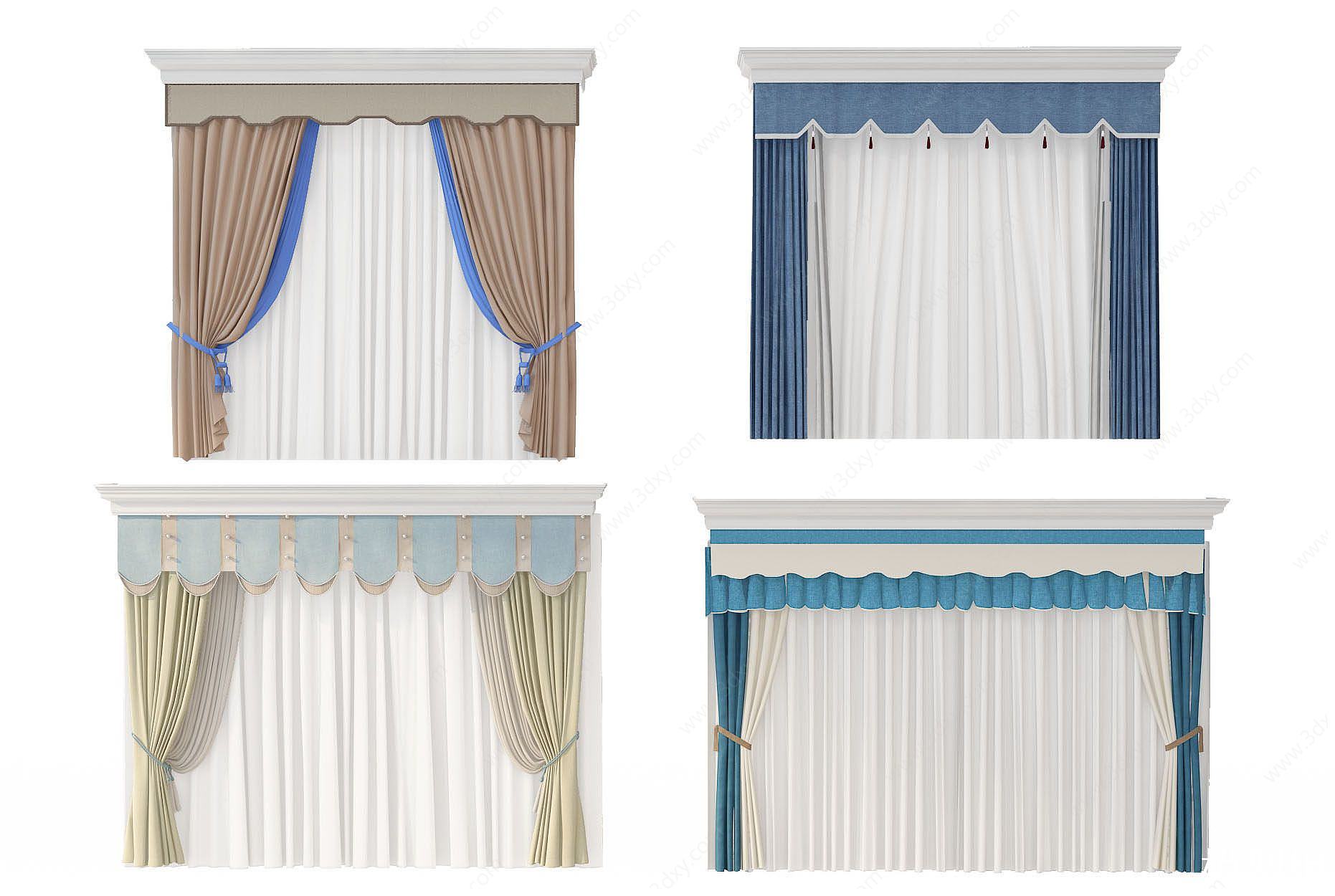 现代装饰窗帘3D模型