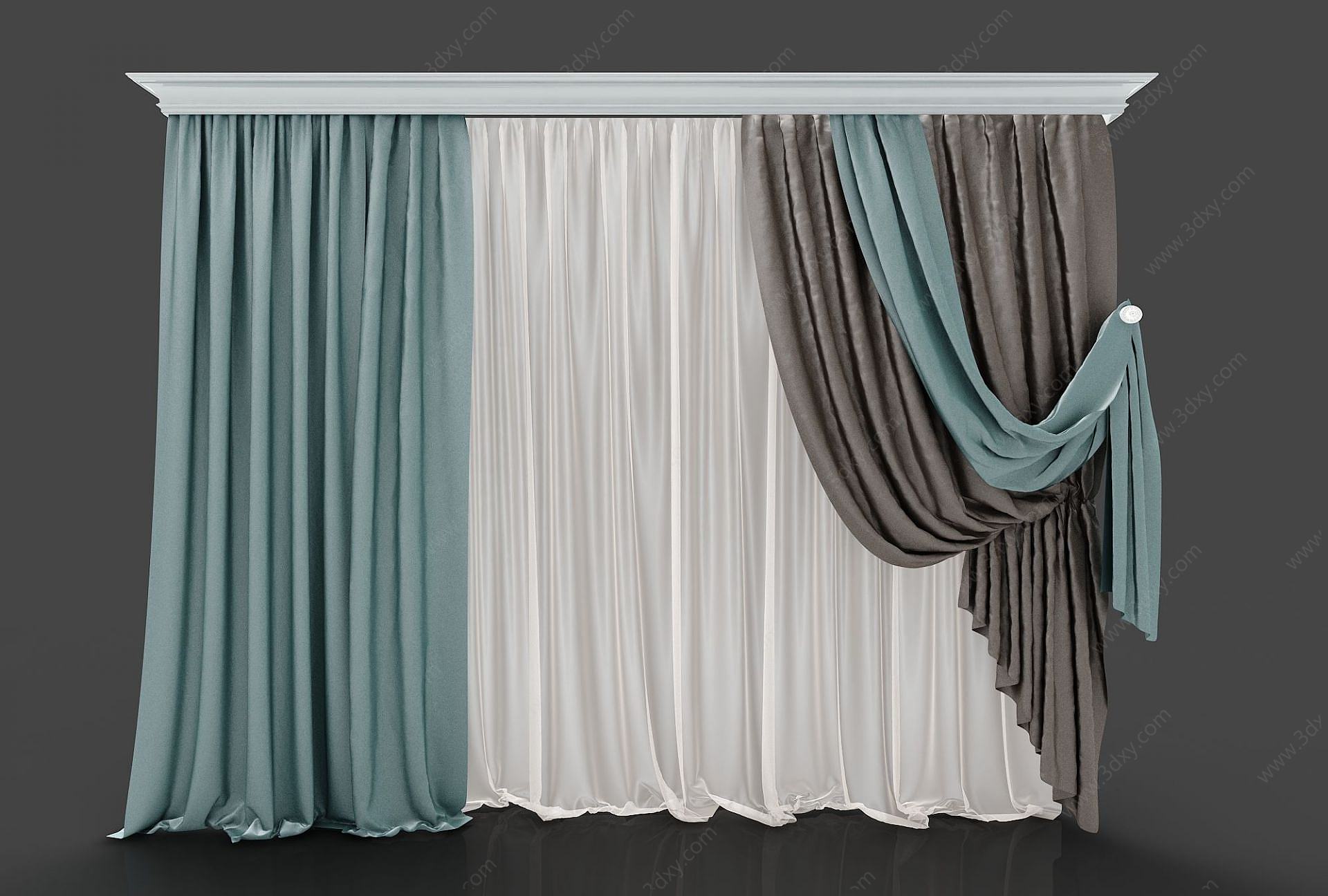 现代简约窗帘3D模型
