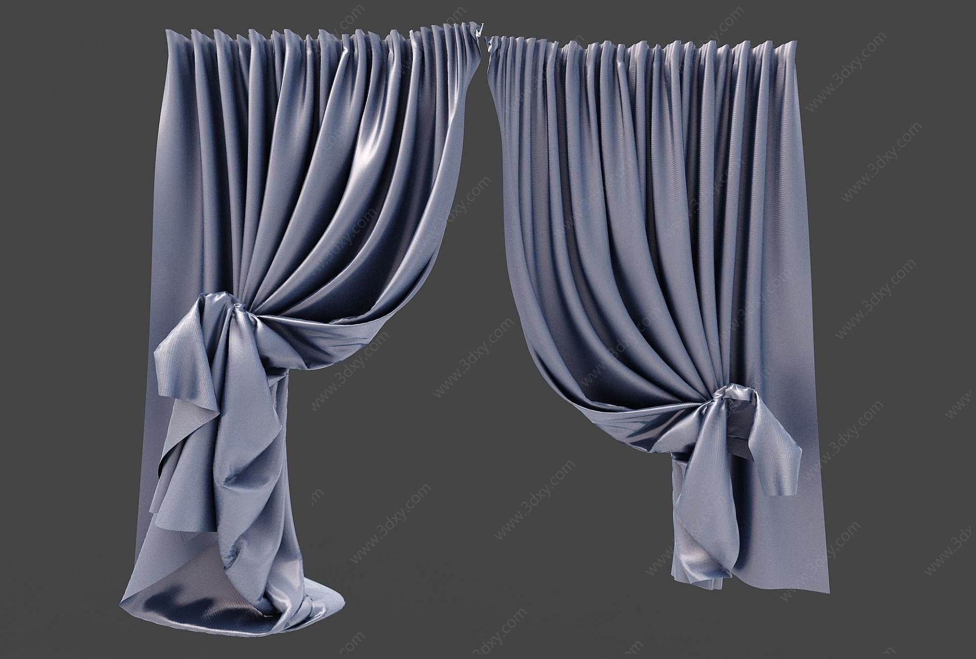 现代双层窗帘3D模型