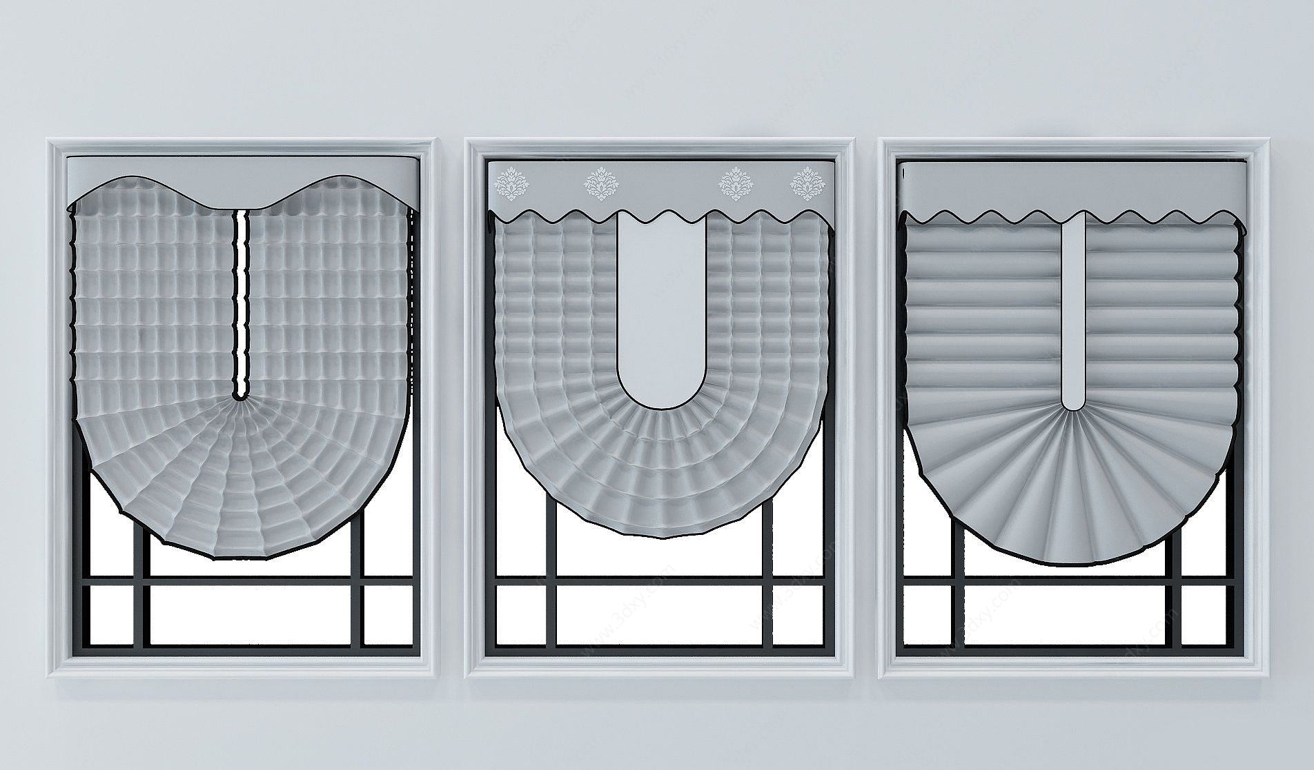 现代扇形窗帘3D模型