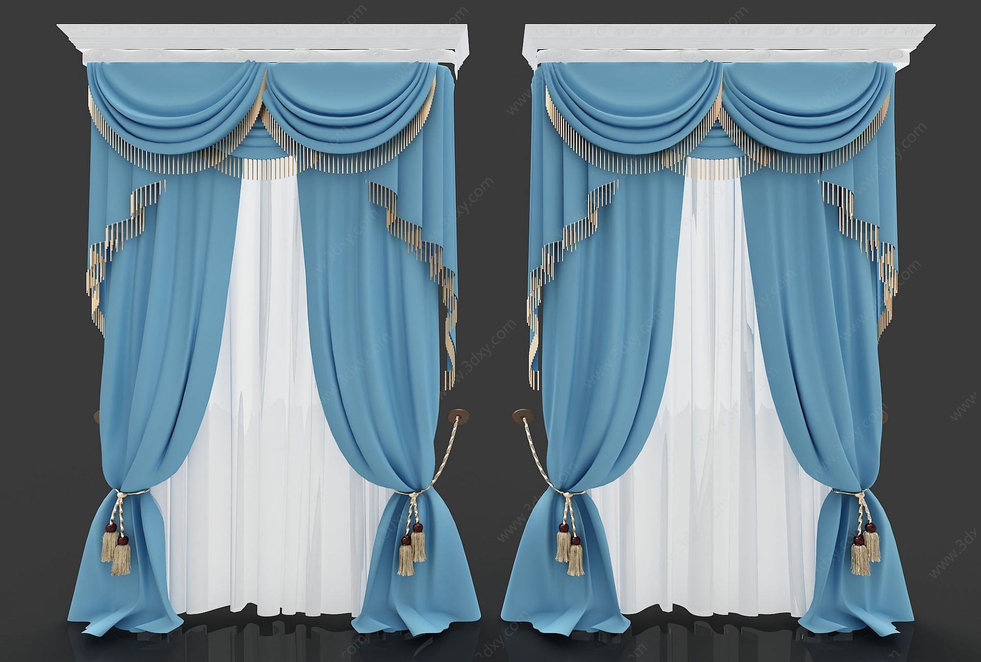 现代简约窗帘3D模型