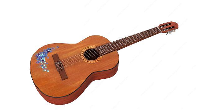 现代音乐乐器木吉他3D模型