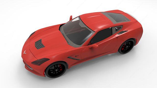中国红色汽车3D模型