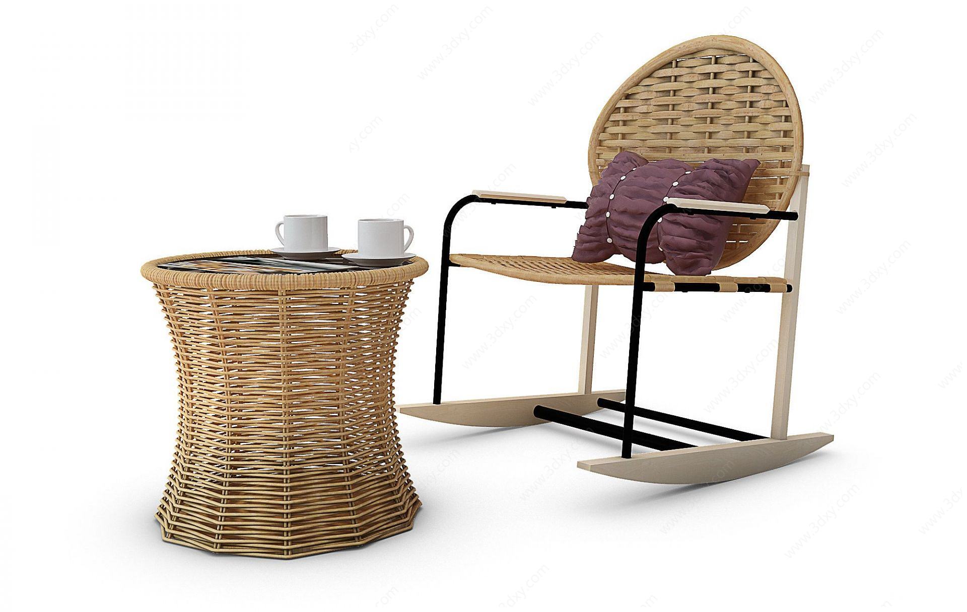 现代编织藤椅3D模型