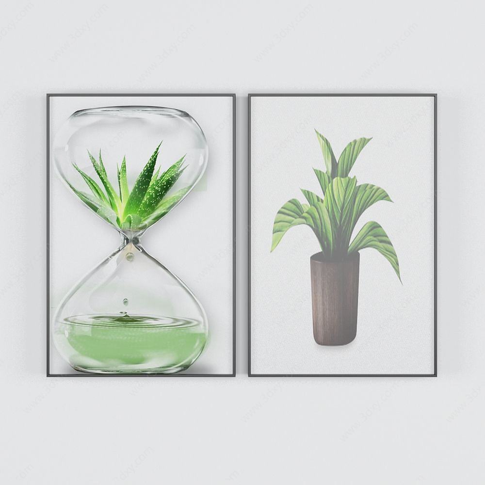 现代装饰植物挂画3D模型