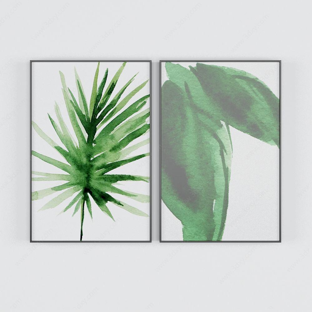 绿色植物艺术画3D模型