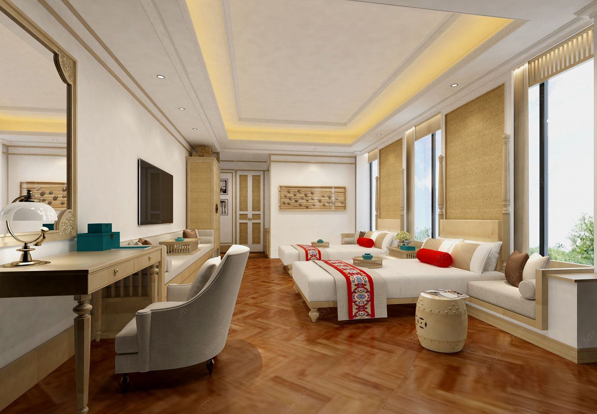 东南亚风格酒店套房3D模型