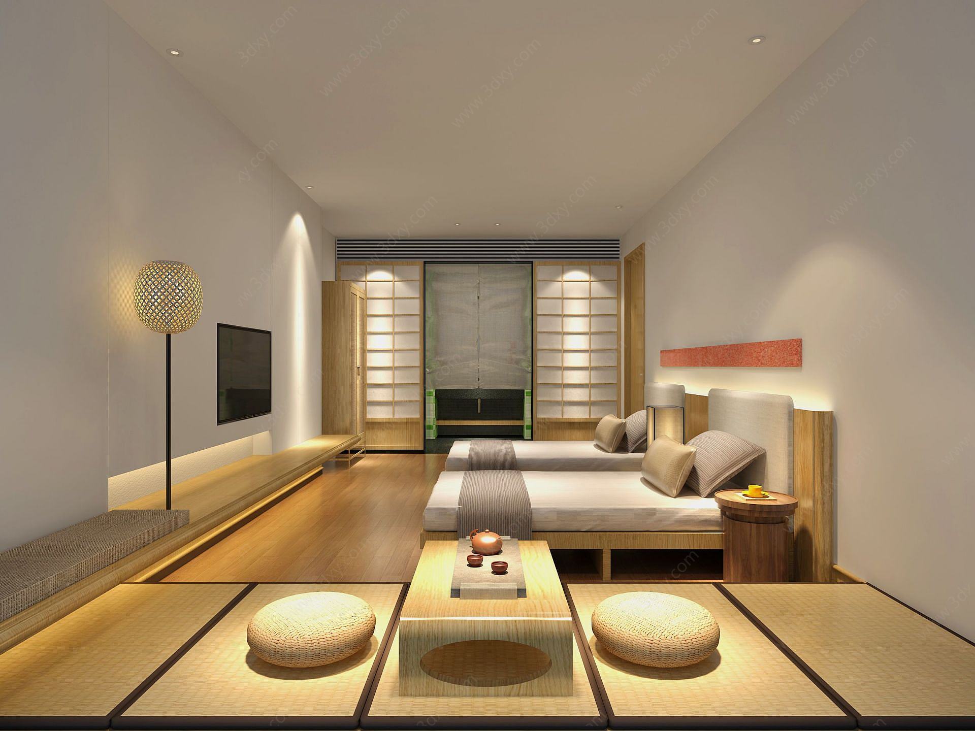 日式风格酒店套房3D模型