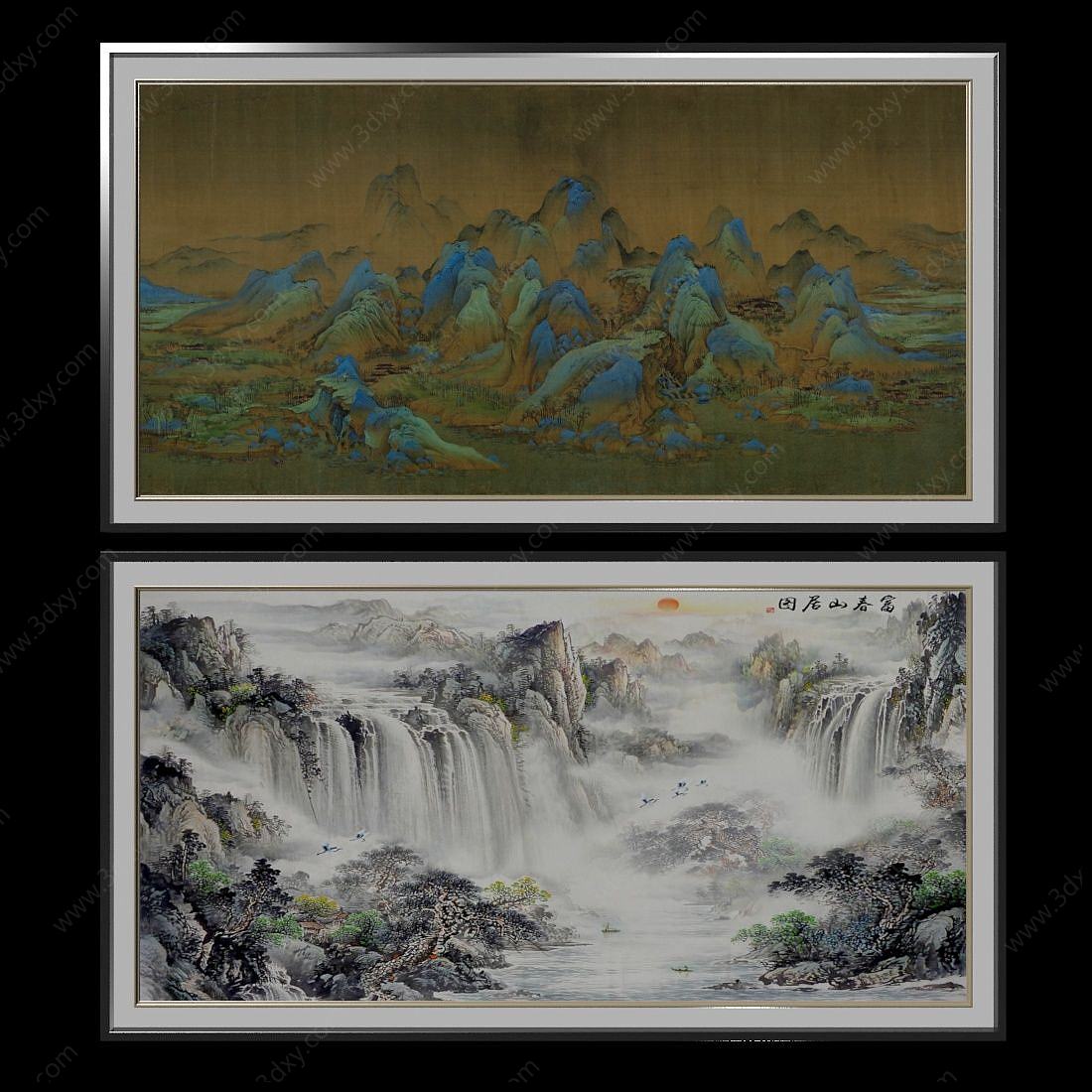 中国风国画典雅文化艺术3D模型